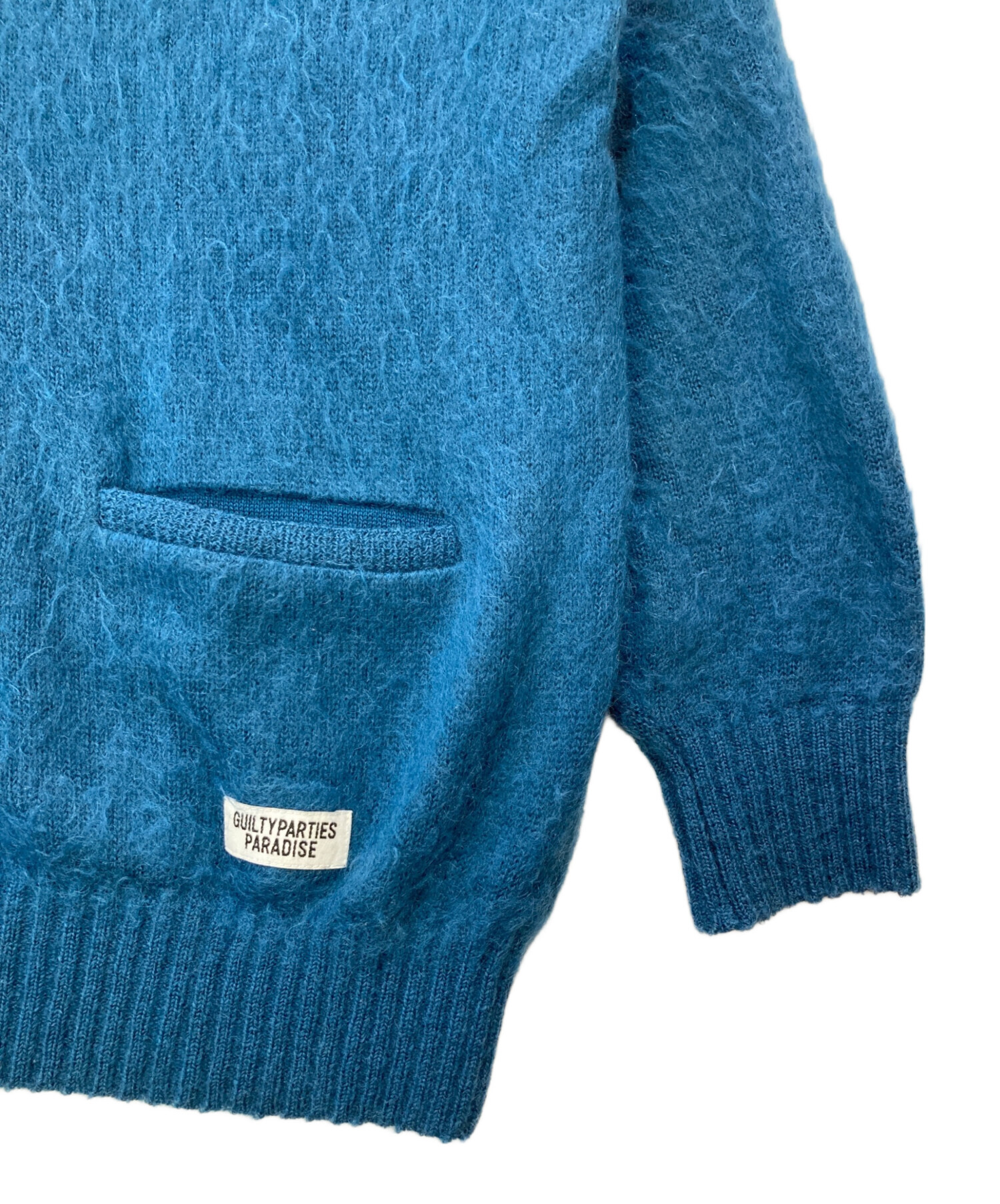 WACKO MARIA◆カーディガン(薄手)/M/コットン/BLU WACKO MARIA ワコマリア 21AW 21FW-WMK-KN05 MOHAIR CARDIGAN モヘア