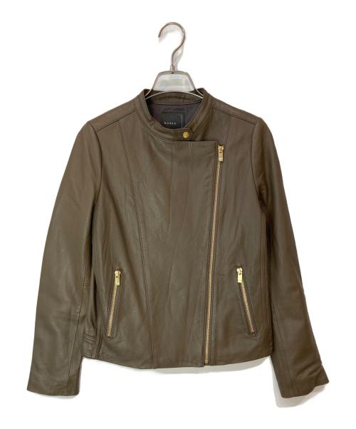 NOBLE ソフトラムレザーライダースブルゾン 36 ブラウン 中古・古着通販】Noble (ノーブル) ソフトラムレザーライダース