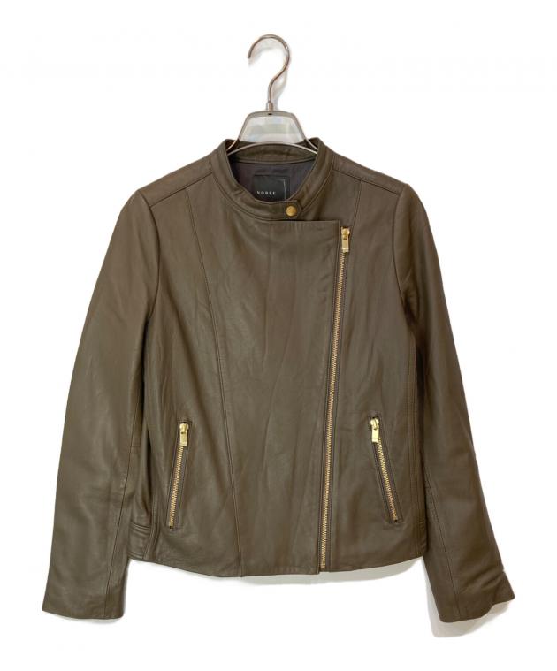 NOBLEノーブル　ソフトラムレザー　ライダースブルゾン　本革羊革ベージュ　34 NOBLEノーブル ソフトラムレザー ライダースブルゾン 本革羊革