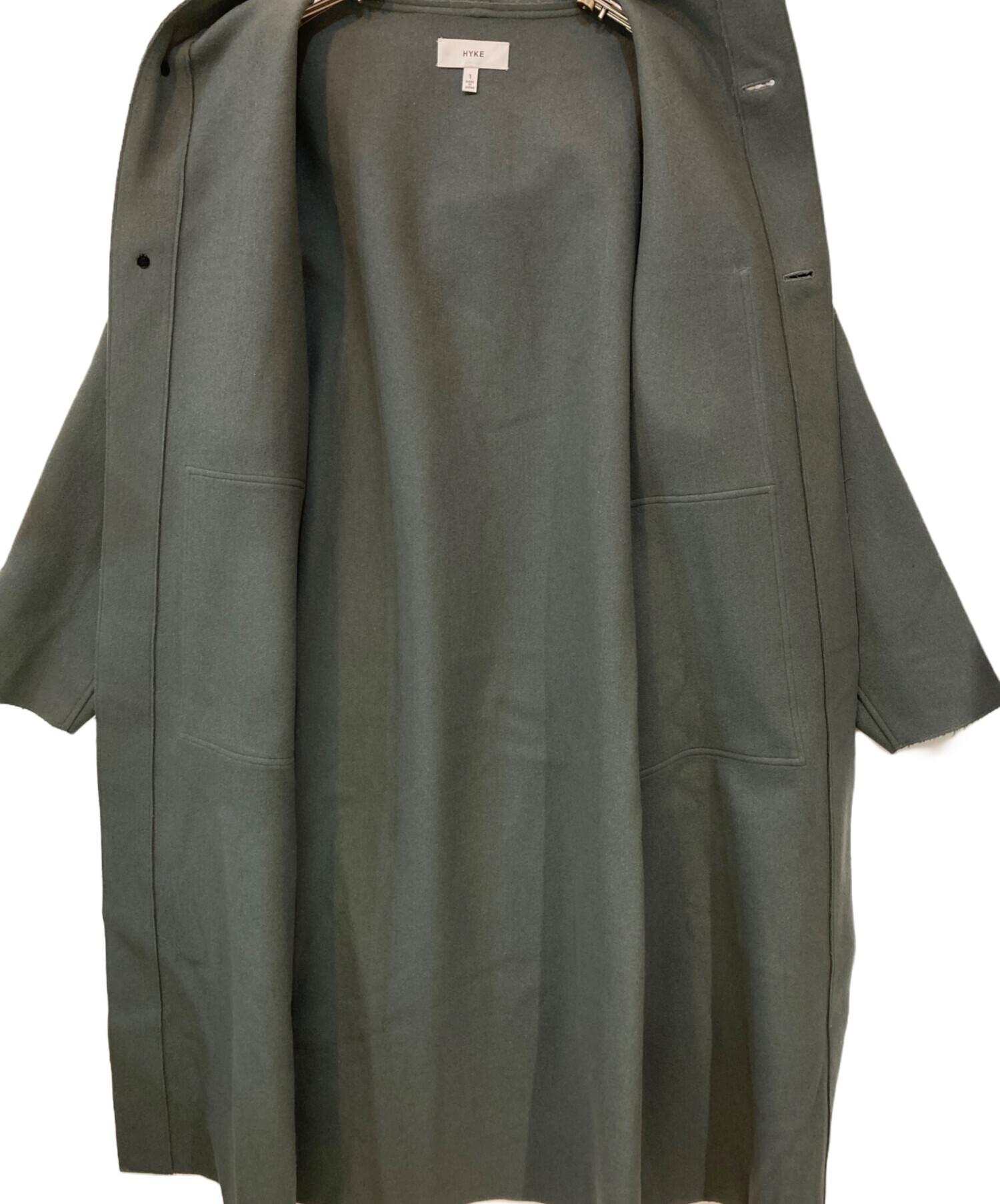 中古・古着通販】HYKE (ハイク) メルトンフーデッドコート グリーン