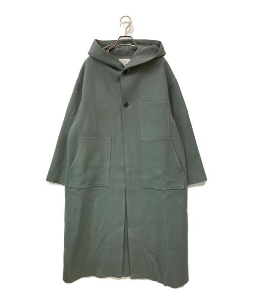 お値下＊HYKE HOODED WORK コート　メルトンコート　カーキ　1 S 中古・古着通販】HYKE (ハイク) メルトンフーデッドコート グリーン