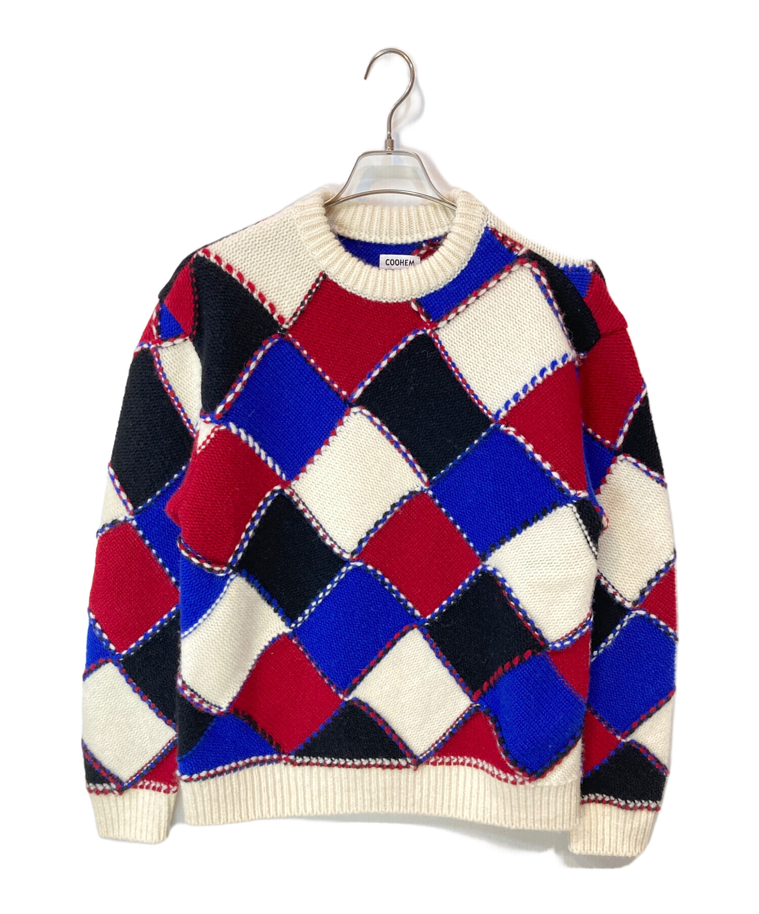 Bshop別注COOHEMクラッシュドアーガイルニットLコーヘン コーヘン