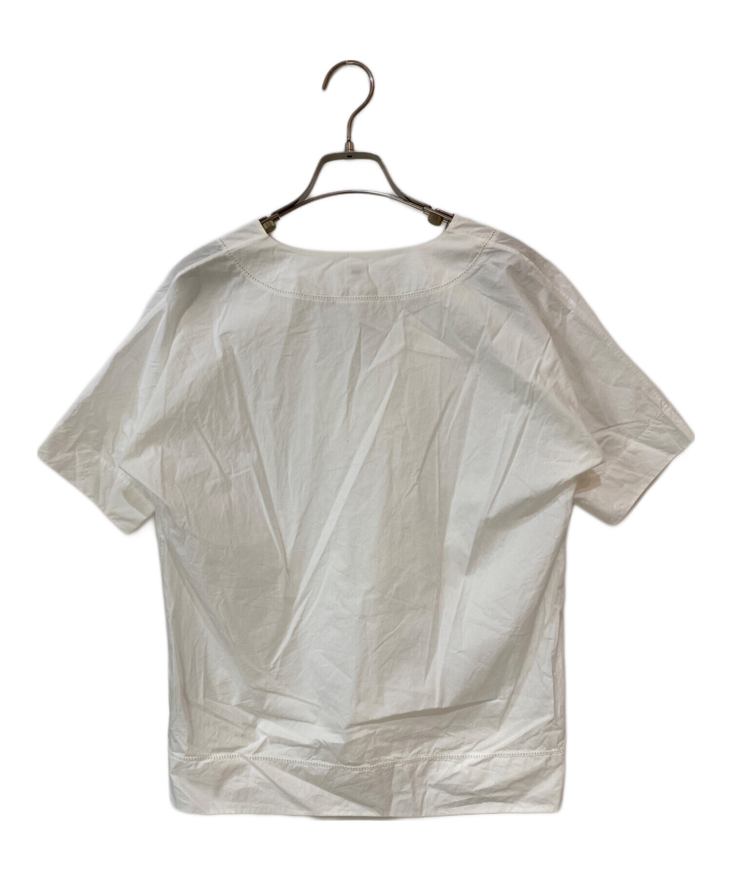 HERMES(エルメス) 半袖Tシャツ サイズ36 S レディース美品  - 白 Vネック/刺繍 中古・古着通販】HERMES (エルメス) Hロゴ刺繍 Vネックブラウス