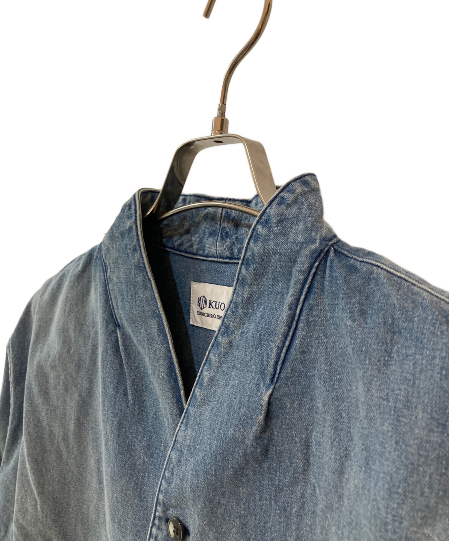 中古・古着通販】KUON (クオン) Denim Kimono Collar Cropped Jacket 