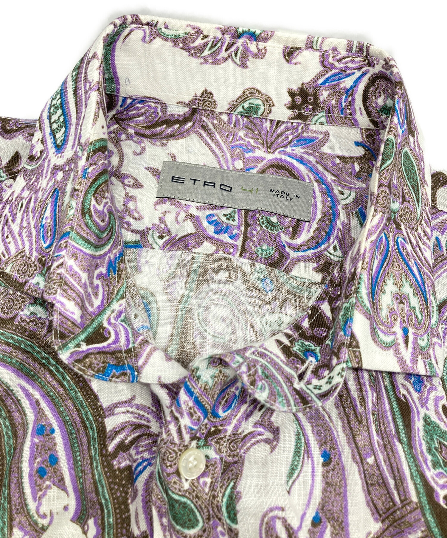 中古・古着通販】ETRO (エトロ) ペイズリー柄リネンシャツ パープル
