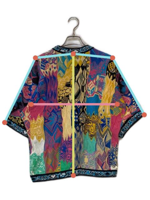 クージー　半袖ニット　Lサイズ コットン100% マルチカラー　総柄 中古・古着通販】Coogi (クージー) 3D 半袖ニット マルチカラー サイズ