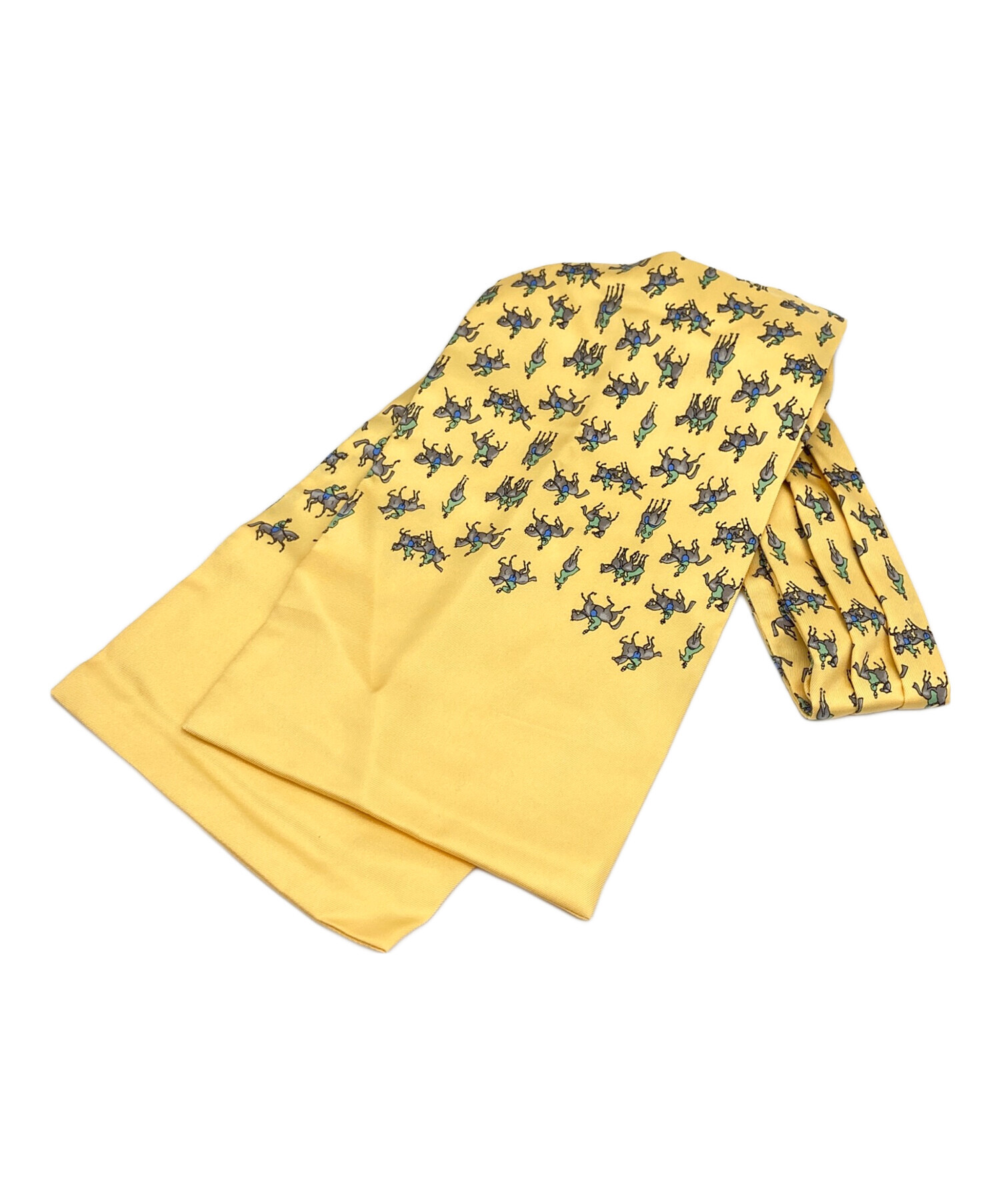 エルメス シルク イエロー　アスコットタイ 中古・古着通販】HERMES (エルメス) 馬柄 アスコットタイ イエロー