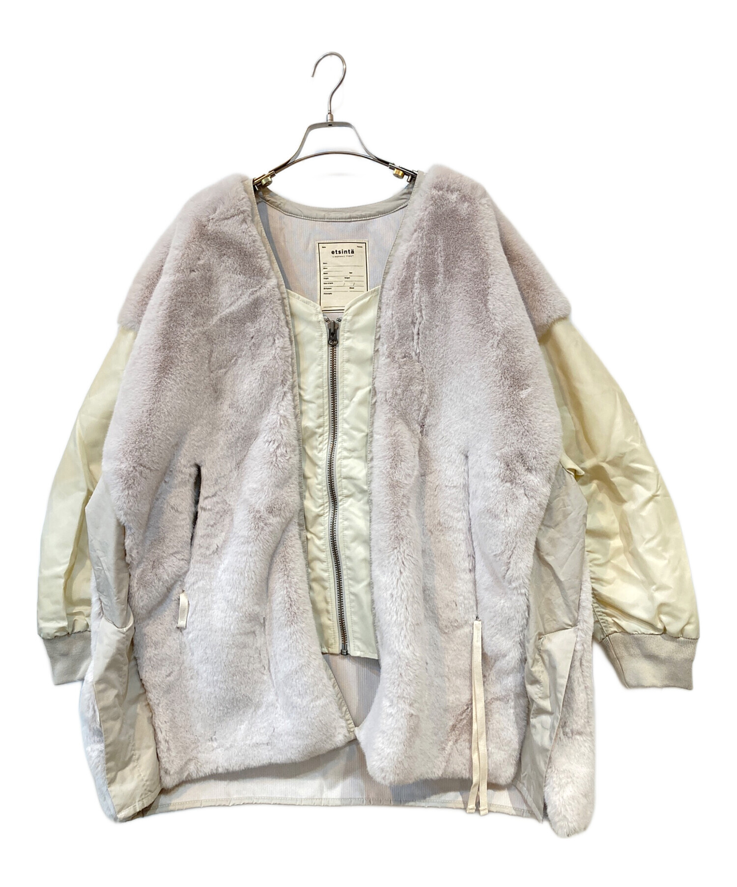 中古・古着通販】etsinta (エシンタ) ファー切替ジャケット ベージュ