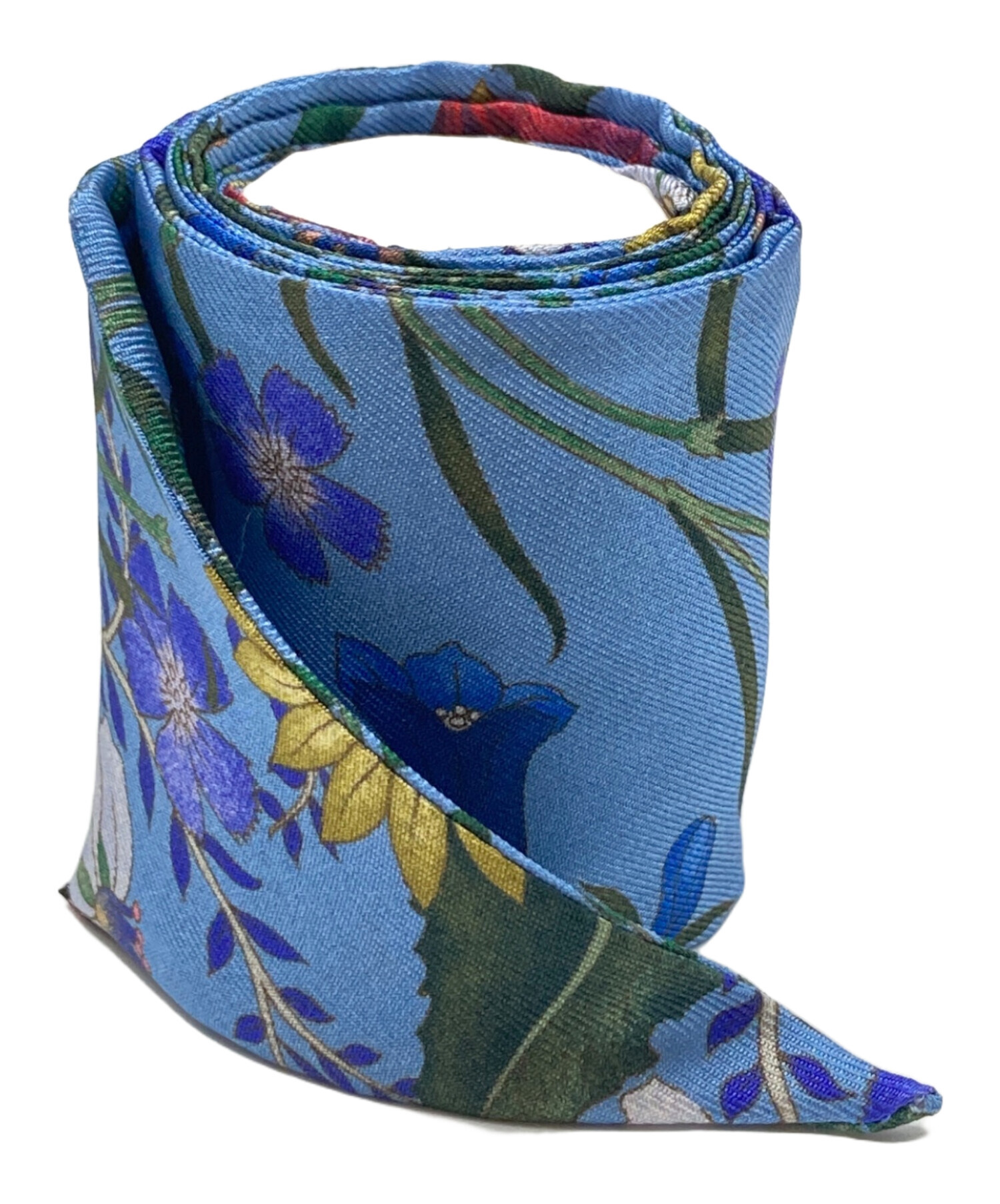 GUCCI ネックボウ　フローラプリント　ブルー　青 中古・古着通販】GUCCI (グッチ) フローラプリントシルク ネックボウ