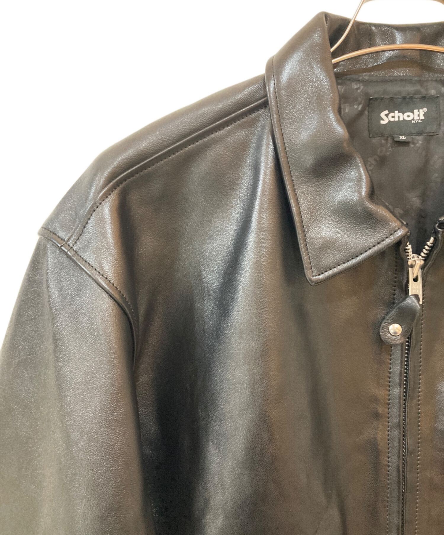 中古・古着通販】Schott (ショット) LEATHER TRACKER JACKET ブラック 