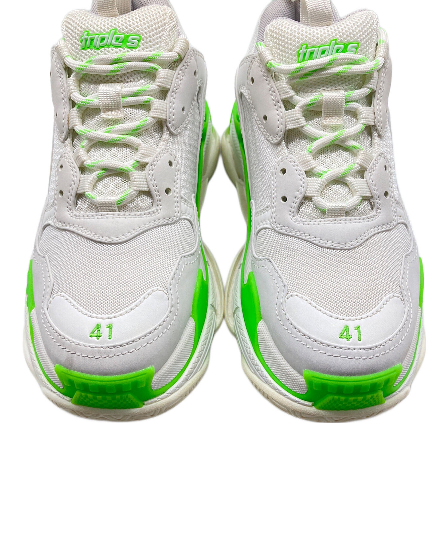 【専用】BALENCIAGA スニーカー サイズ37 ホワイト/グリーン 中古・古着通販】BALENCIAGA (バレンシアガ) TRIPLE S スニーカー