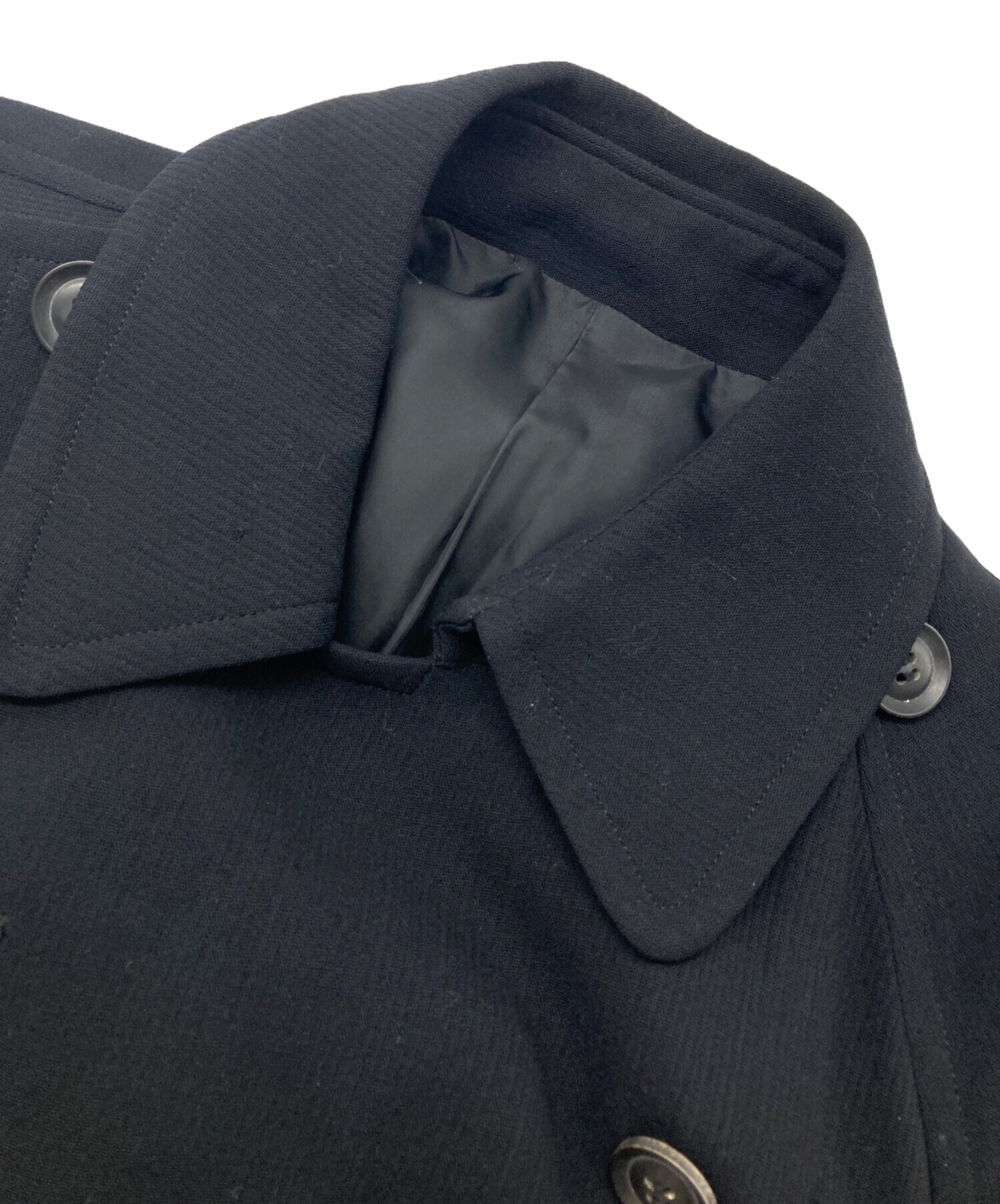 中古・古着通販】Y's (ワイズ) ウールトレンチコート ブラック サイズ