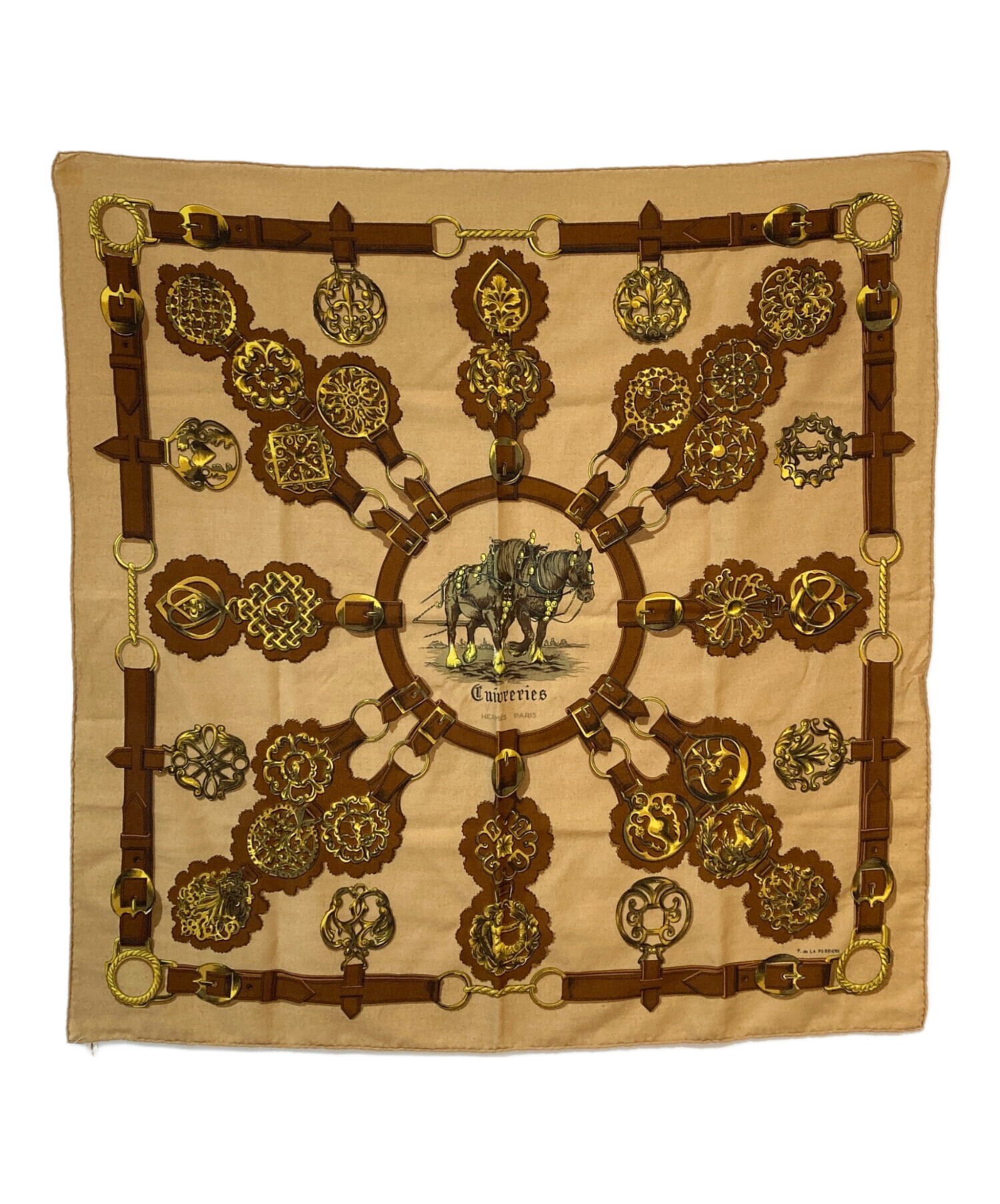 中古・古着通販】HERMES (エルメス) カレ90 Cuivreries 銅細工 ウール