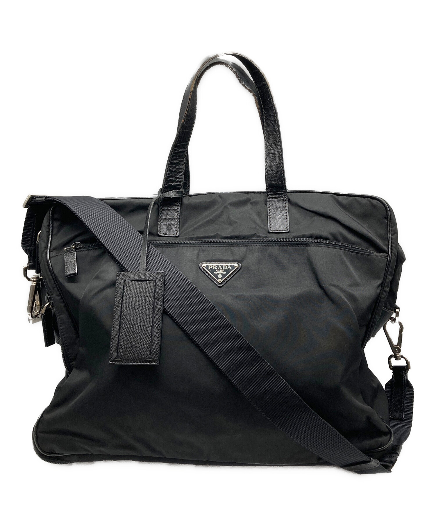 PRADA ナイロン 2WAYブリーフケース　ブラック 中古・古着通販】PRADA (プラダ) ナイロン 2WAYブリーフケース