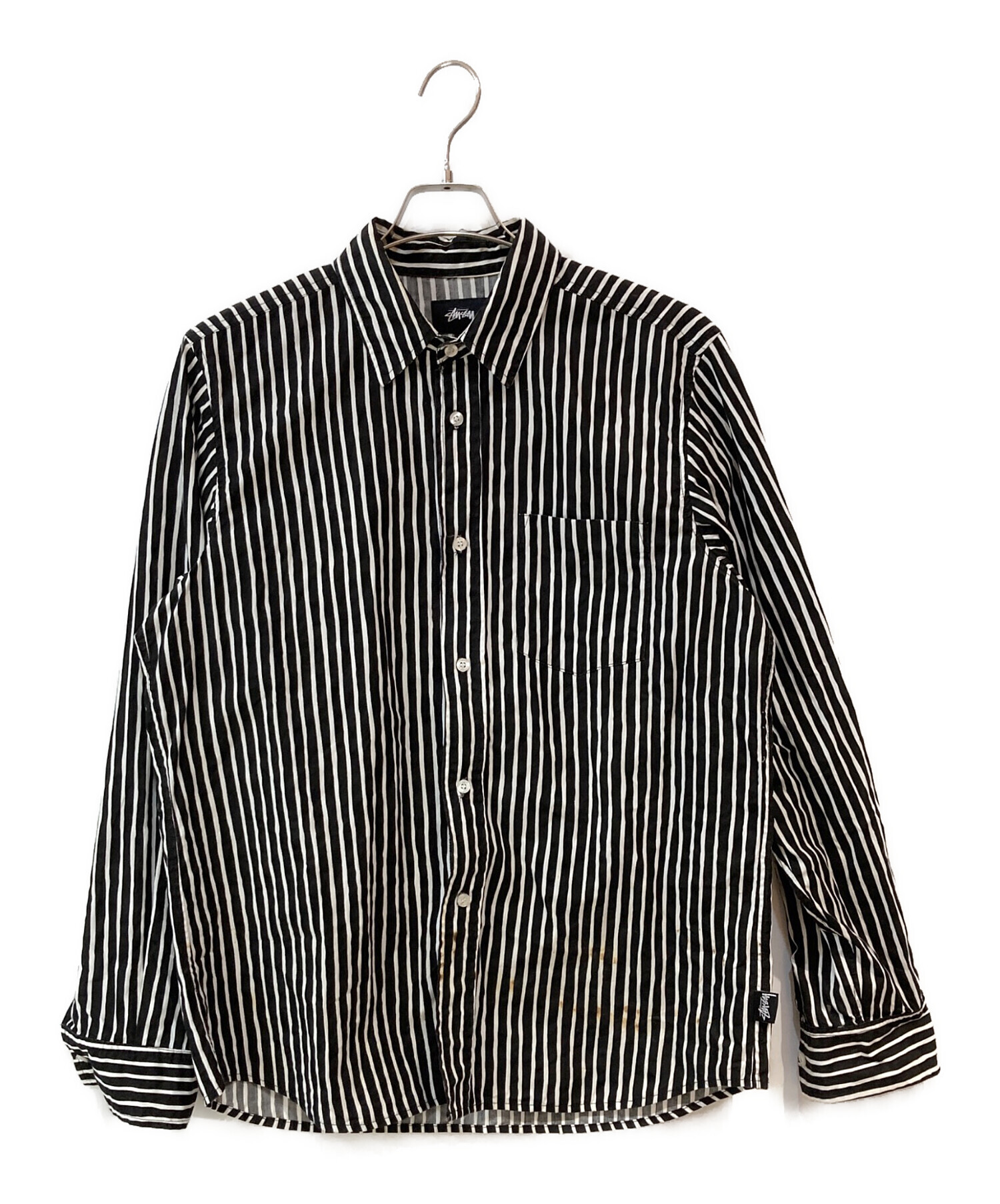 STUSSY ストライプシャツ 中古・古着通販】stussy (ステューシー) ストライプシャツ ブラック