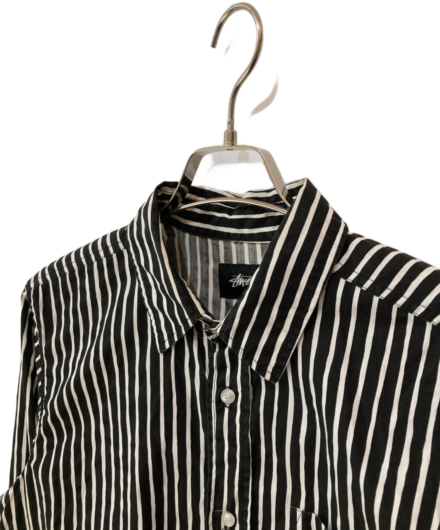 中古・古着通販】stussy (ステューシー) ストライプシャツ ブラック