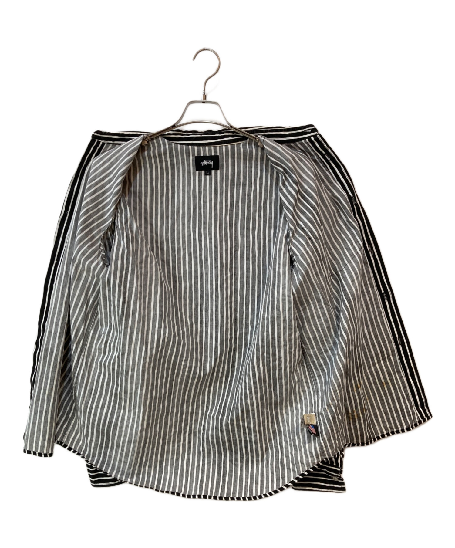中古・古着通販】stussy (ステューシー) ストライプシャツ ブラック