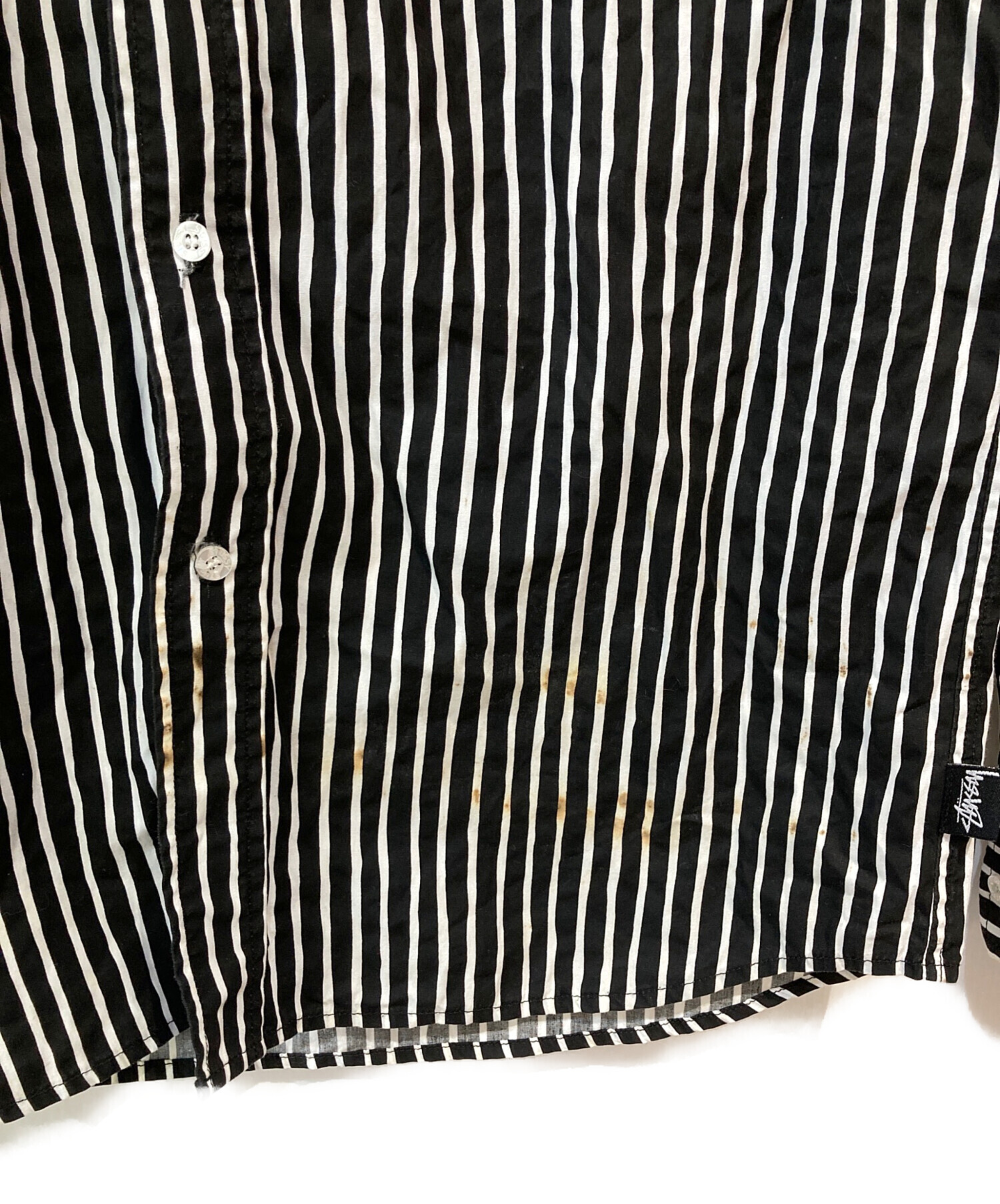 中古・古着通販】stussy (ステューシー) ストライプシャツ ブラック