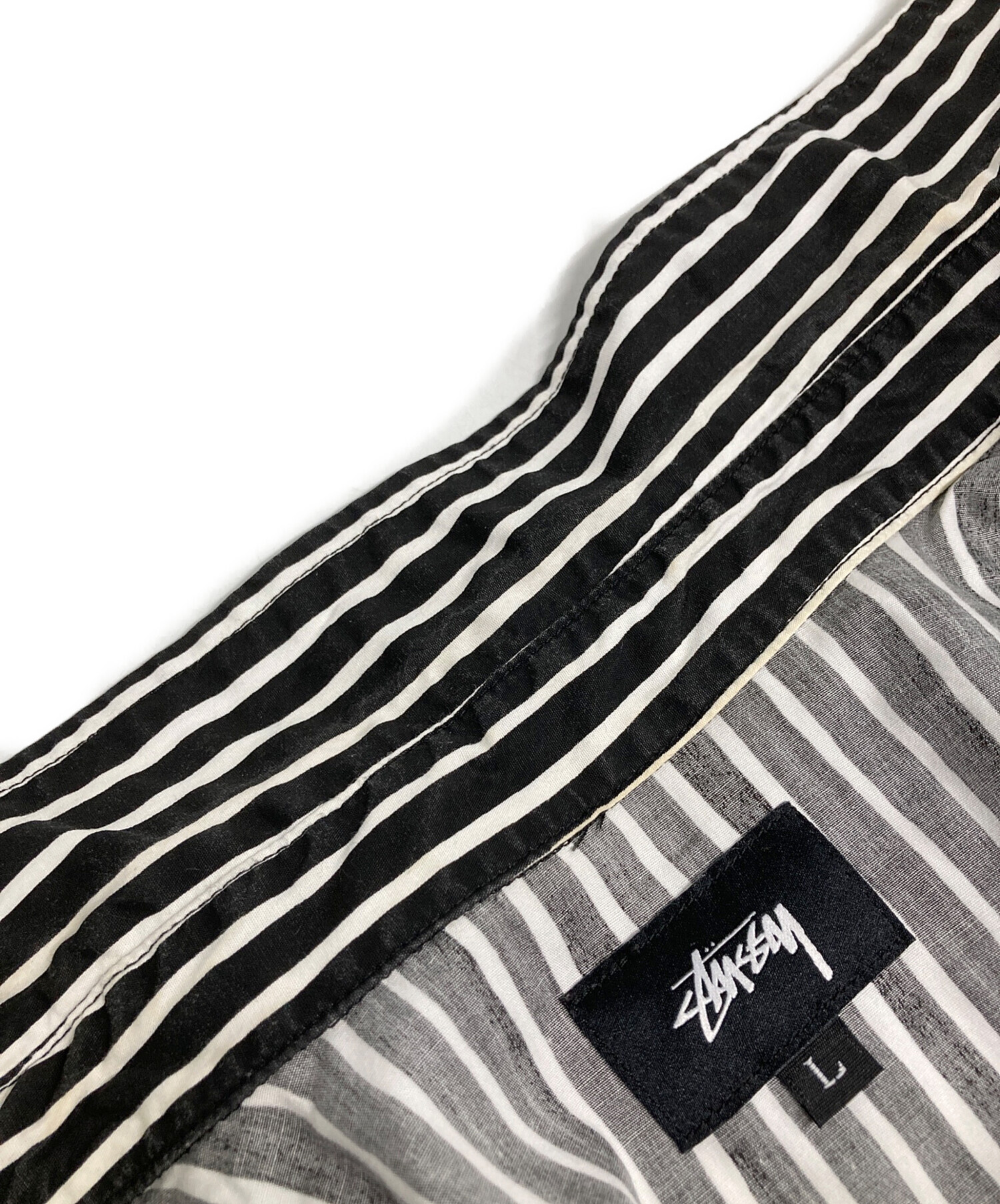 中古・古着通販】stussy (ステューシー) ストライプシャツ ブラック