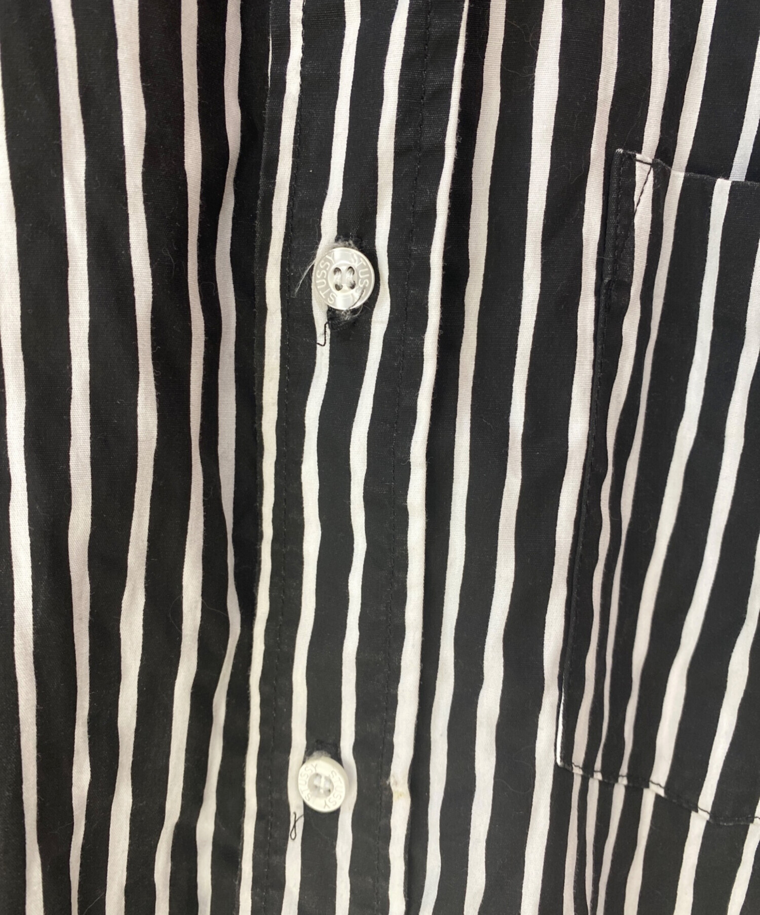 中古・古着通販】stussy (ステューシー) ストライプシャツ ブラック