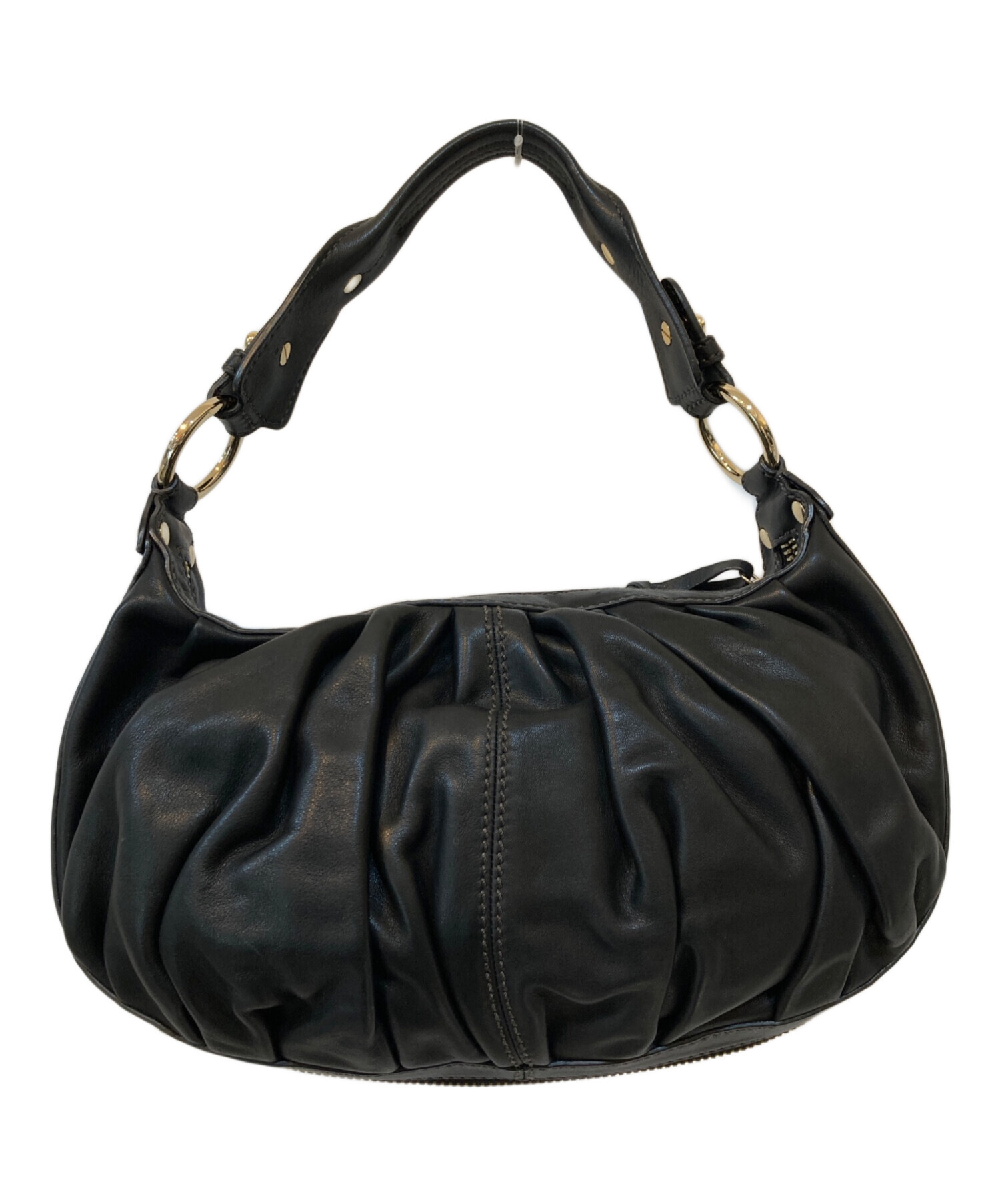 【中古】コールハーン COLE HAAN ハンドバッグ ショルダー 2WAY レザー キルティング ゴールド金具 ロゴ 黒 ブラック 中古・古着通販】COLE HAAN (コールハーン) ワンショルダーバッグ