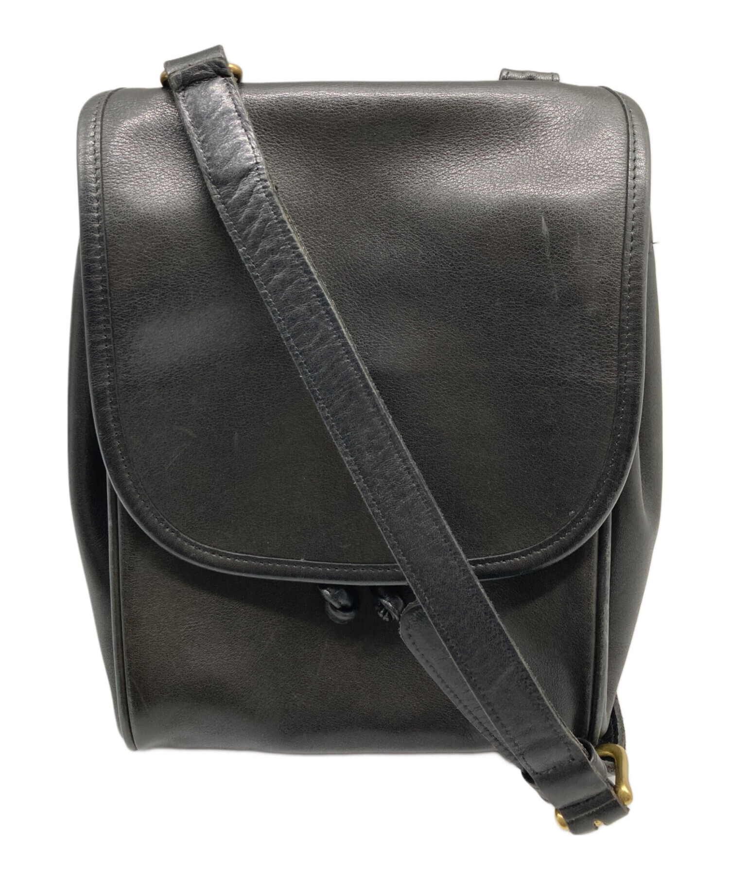 ☆値下げ☆COACH ブラック レザー リュック 巾着バッグ 中古・古着通販】COACH (コーチ) 巾着レザーバックパック ブラック