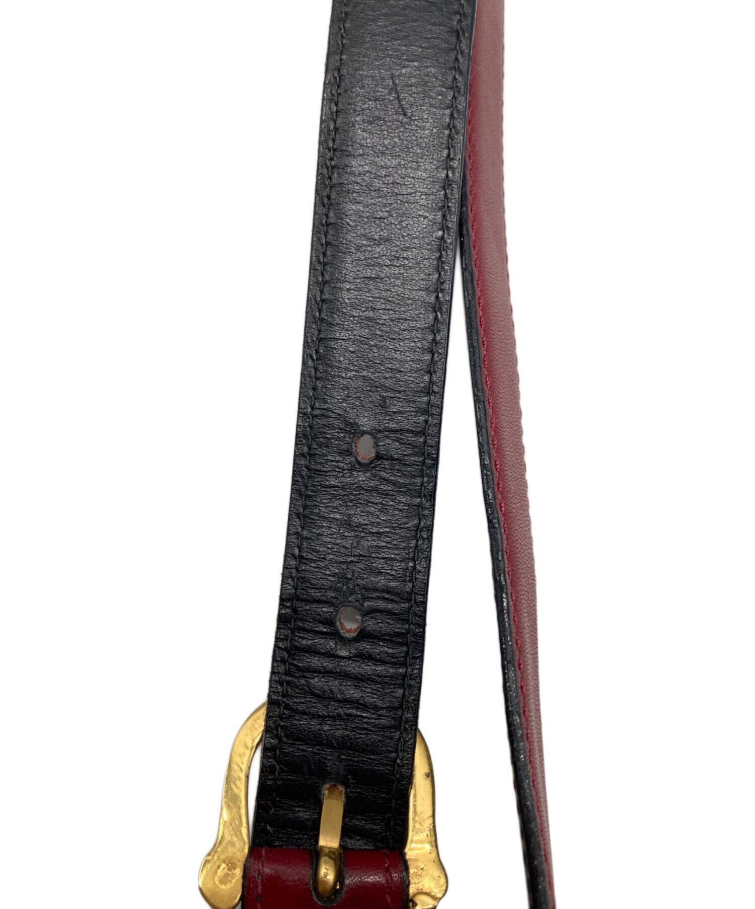 美品 CELINE セリーヌ トリオンフ ベルト レザー 革 ワインレッド 箱付 中古・古着通販】CELINE (セリーヌ) トリオンフレザーベルト ワイン