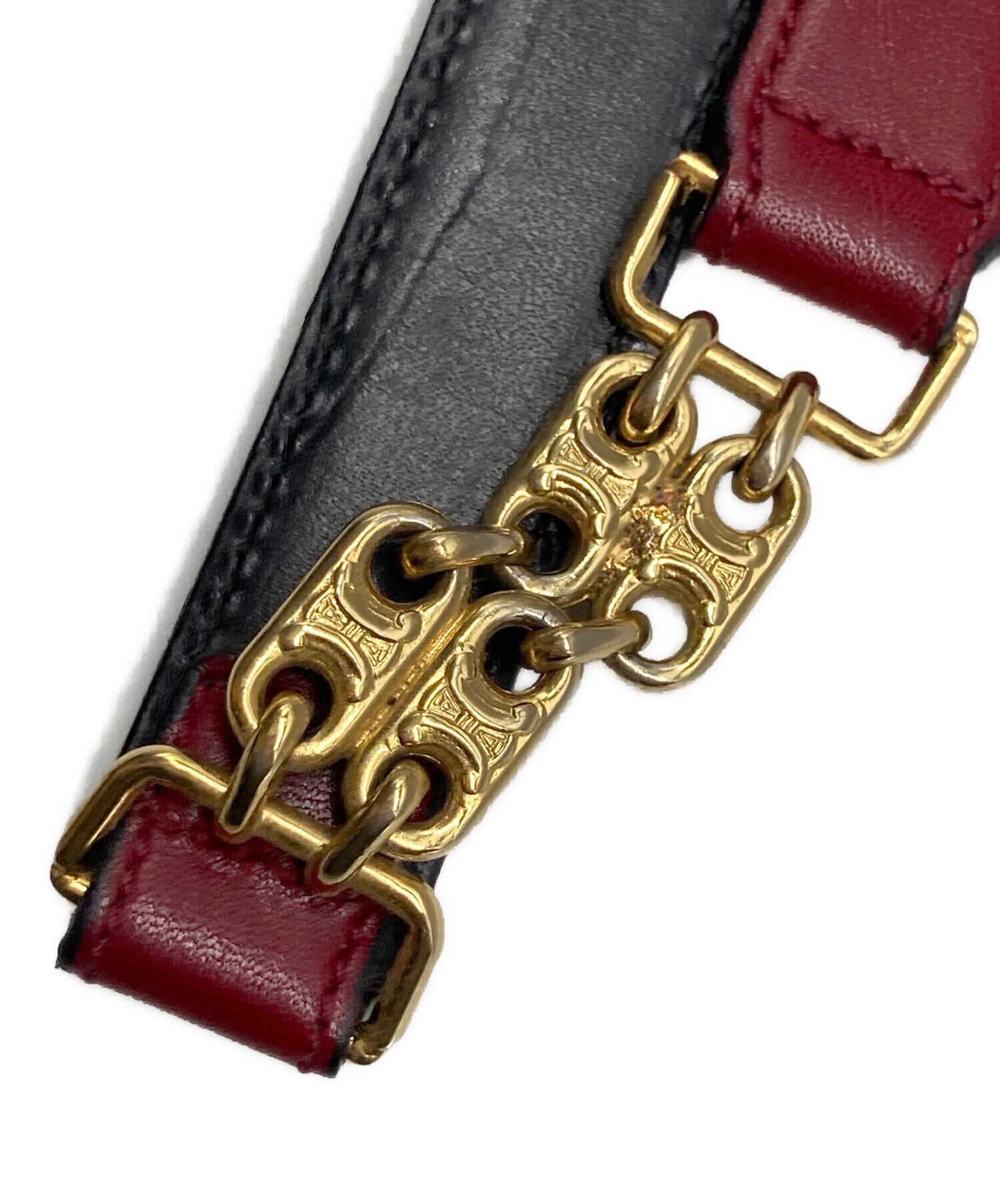 美品 CELINE セリーヌ トリオンフ ベルト レザー 革 ワインレッド 箱付 中古・古着通販】CELINE (セリーヌ) トリオンフレザーベルト ワイン