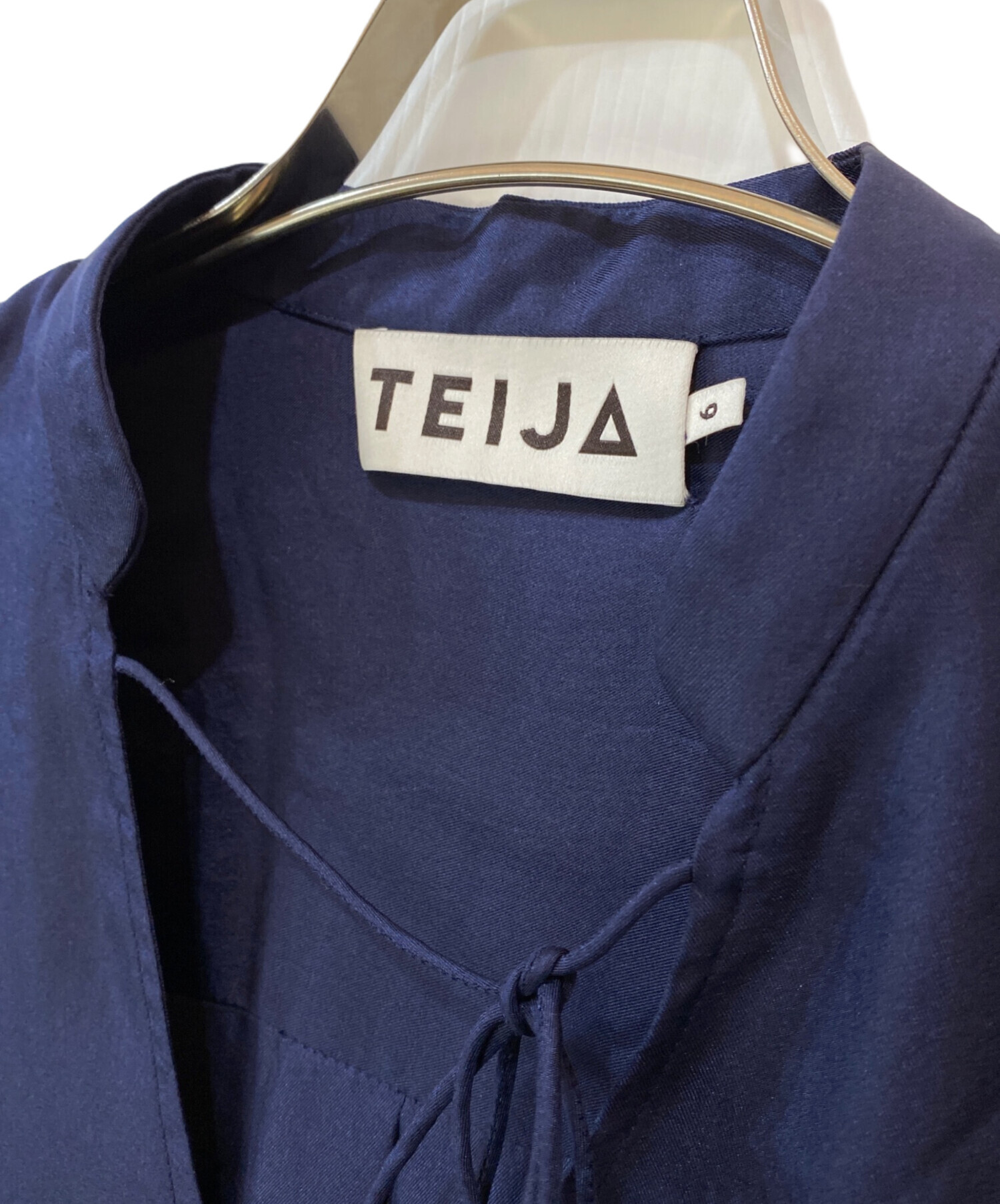 中古・古着通販】teija (テイヤ) シルクロングブラウス ネイビー 
