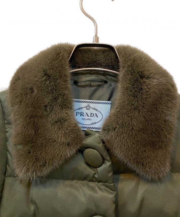 中古・古着通販】PRADA (プラダ) ミンクファーダウンジャケット カーキ
