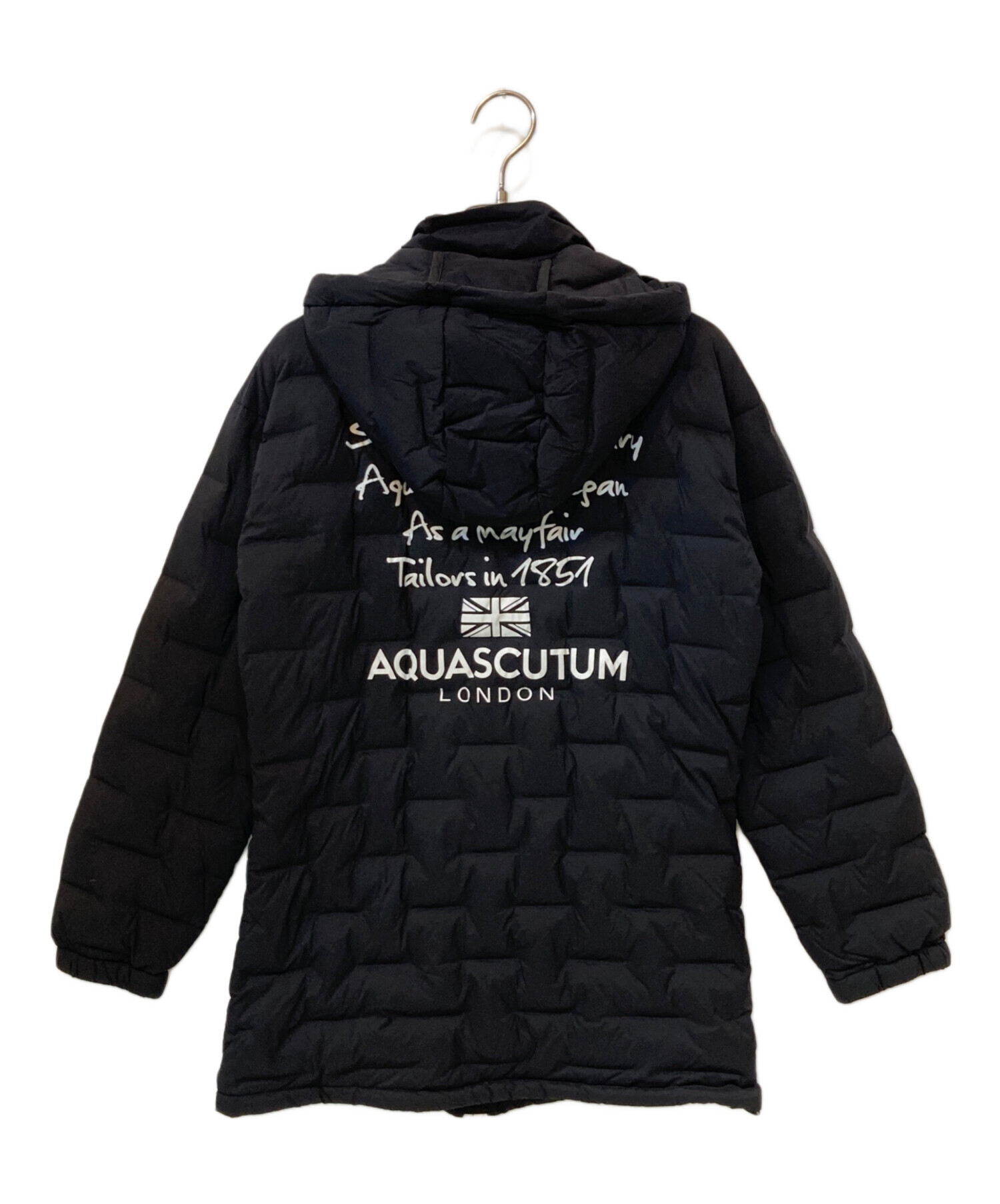 アクアスキュータム ダウンコート 中綿 リバーシブル フォックスファー L 黒 アクアスキュータム ロンドン ダウン コート 黒 フォックスファー
