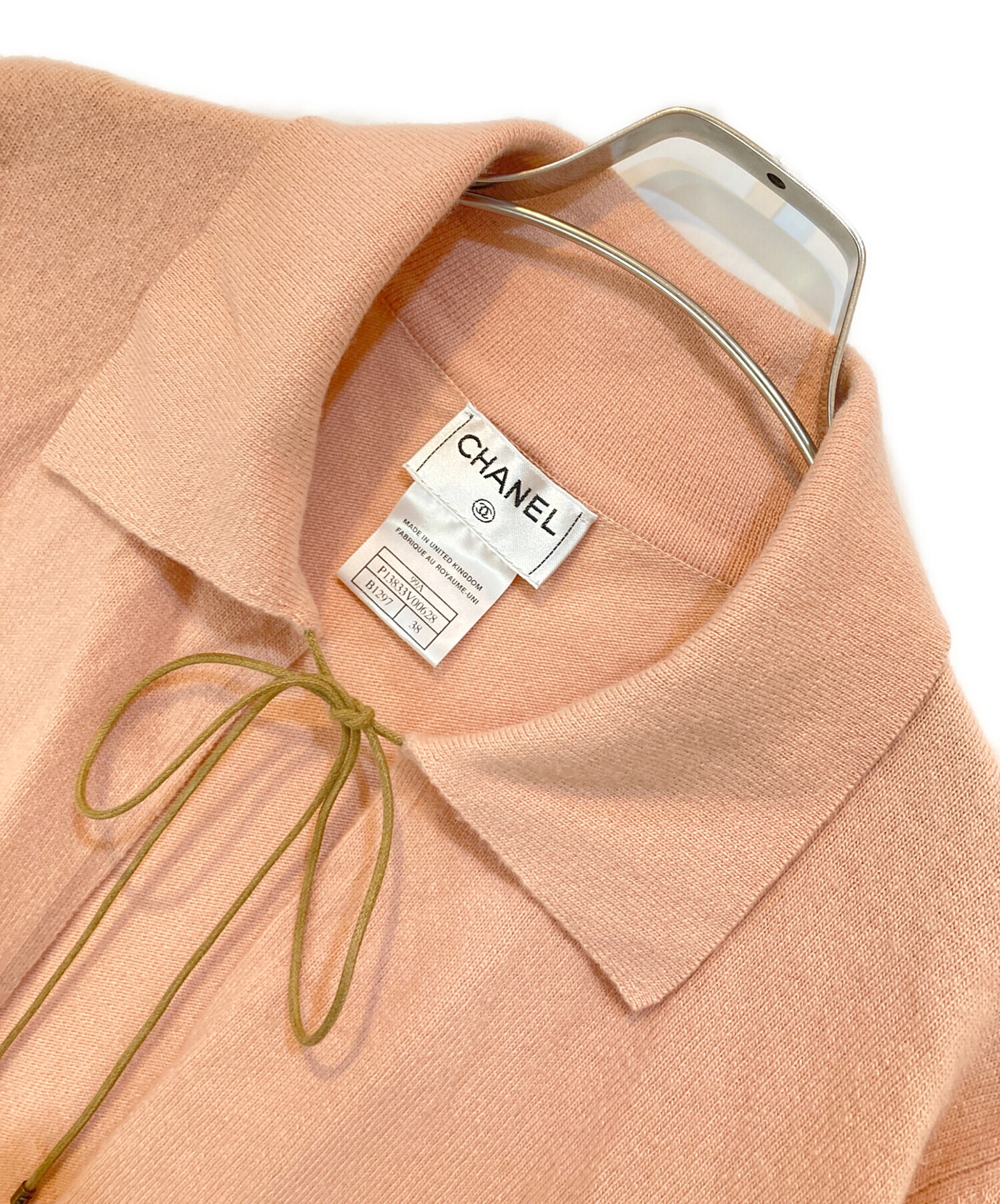 中古・古着通販】CHANEL (シャネル) 襟付 カシミヤカーディガン ピンク