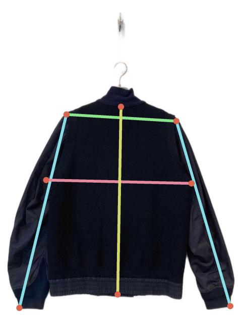 サカイ サイズ:2  18-01574M Sport Knit Jacket ニット切り替えミリタリージップアップブルゾン 中古 SB01 中古・古着通販】sacai (サカイ) Sport Knit Jacket Black×Navy サイズ
