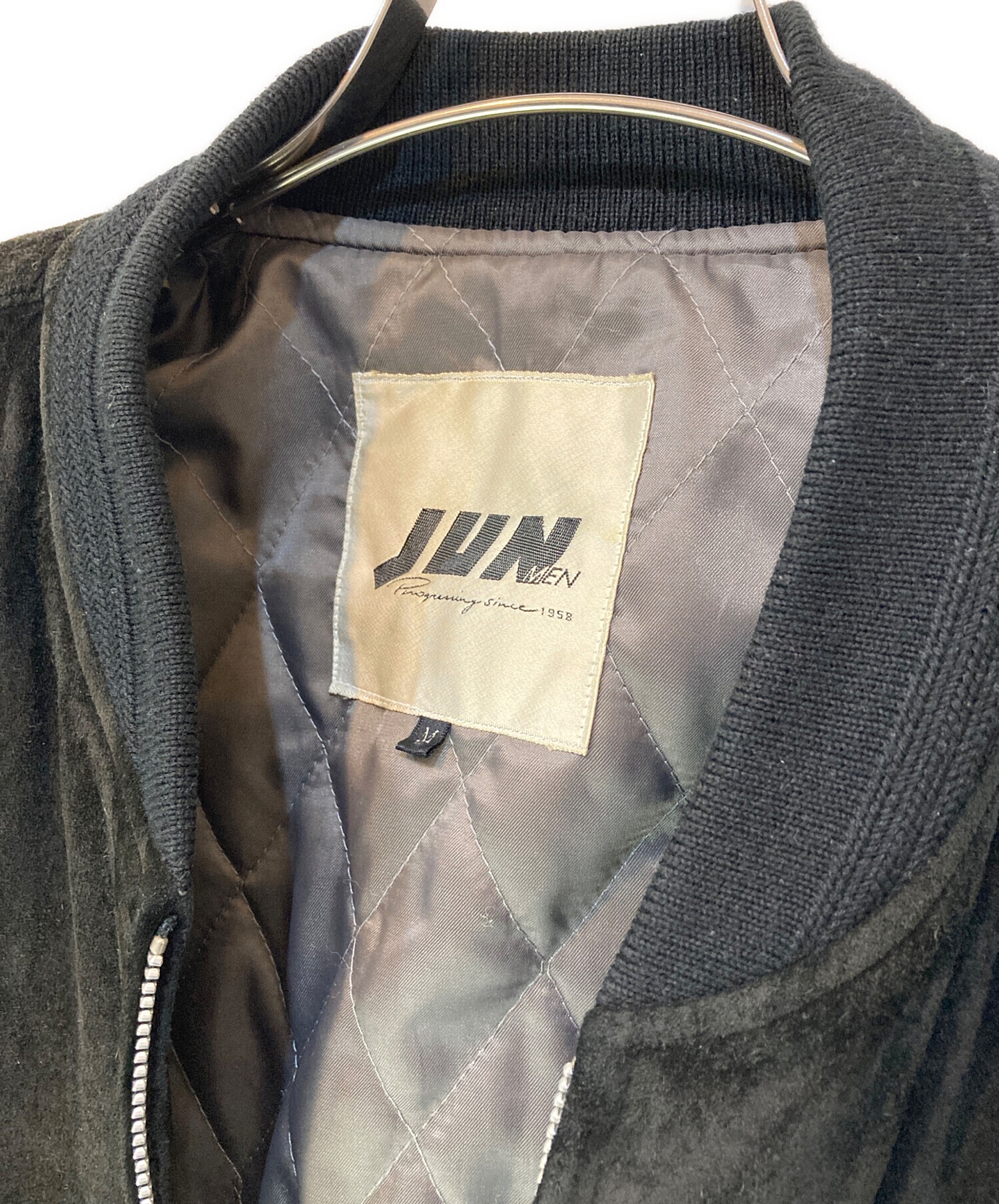 中古・古着通販】JUN MEN (ジュンメン) レザー中綿ブルゾン ブラック