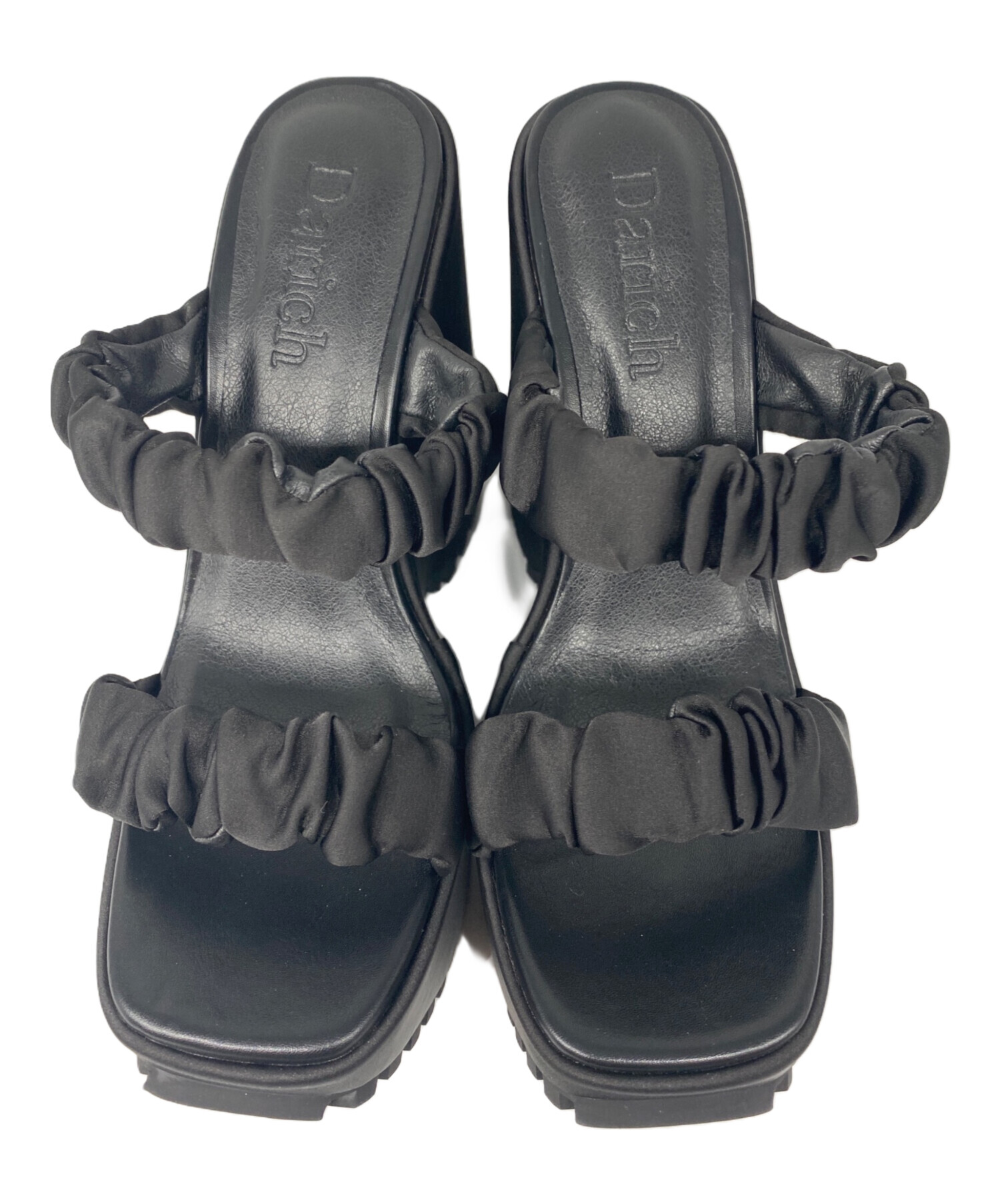 【お値下げ】ダーリッチ　Darich プラットフォームファーサンダル BLK M 中古・古着通販】darich (ダーリッチ) サテンプラットフォームサンダル
