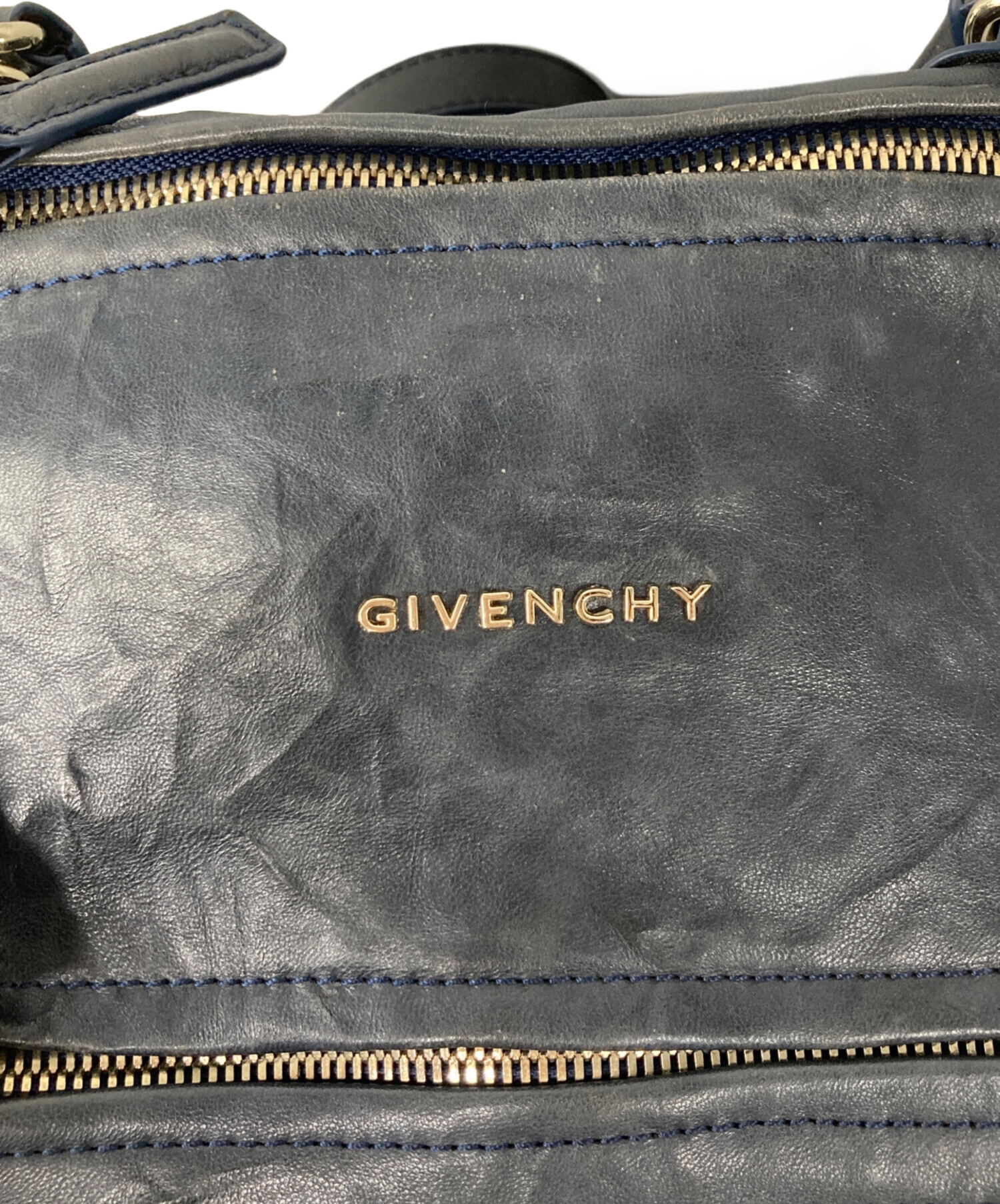 【極美品】ジバンシィ パンドラ 2way シワ加工 レザー×ナイロン A4可 紺 中古・古着通販】GIVENCHY (ジバンシィ) シワ・ヴィンテージ加工