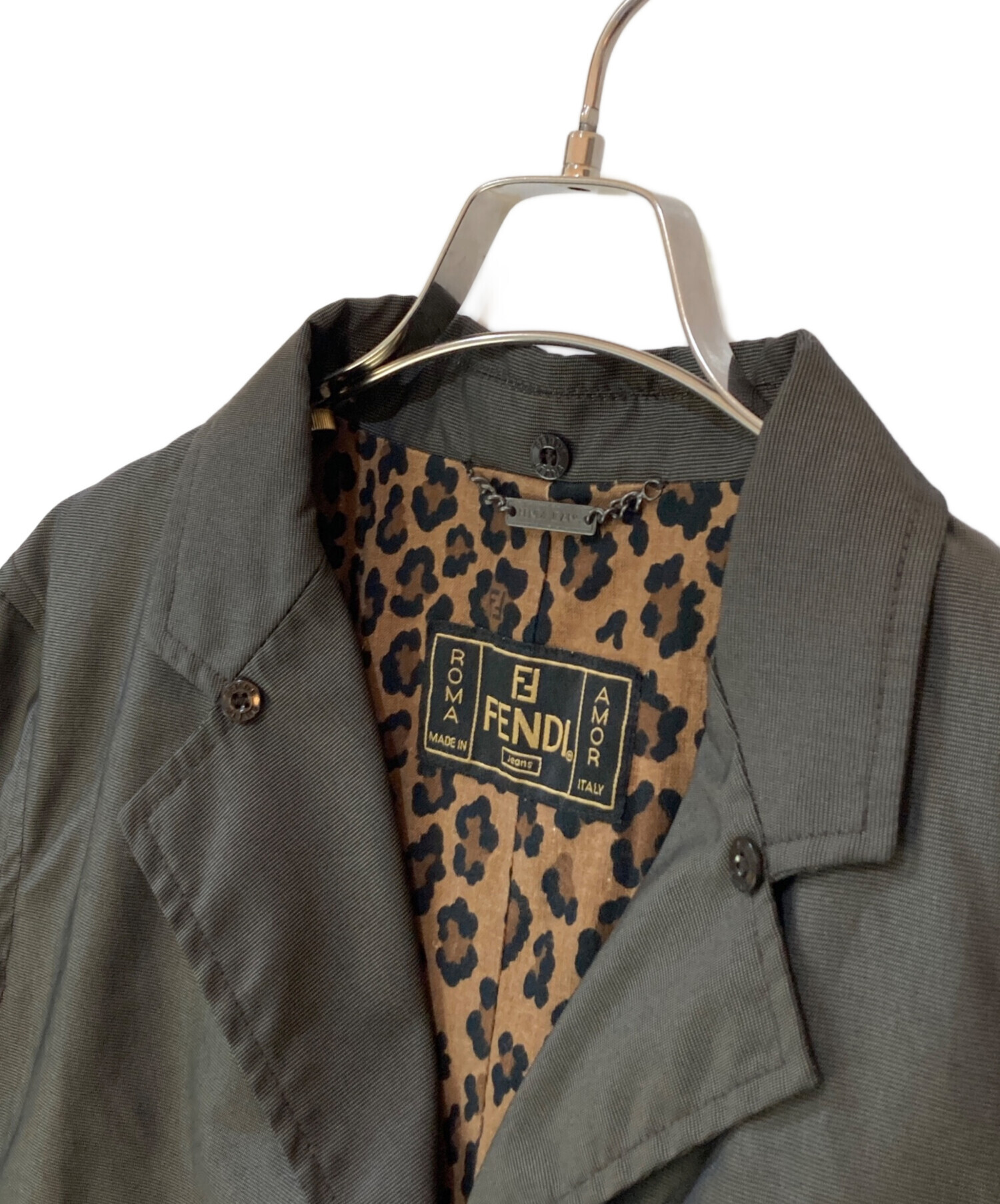 中古・古着通販】FENDI (フェンディ) 裏レオパードナイロントレンチ