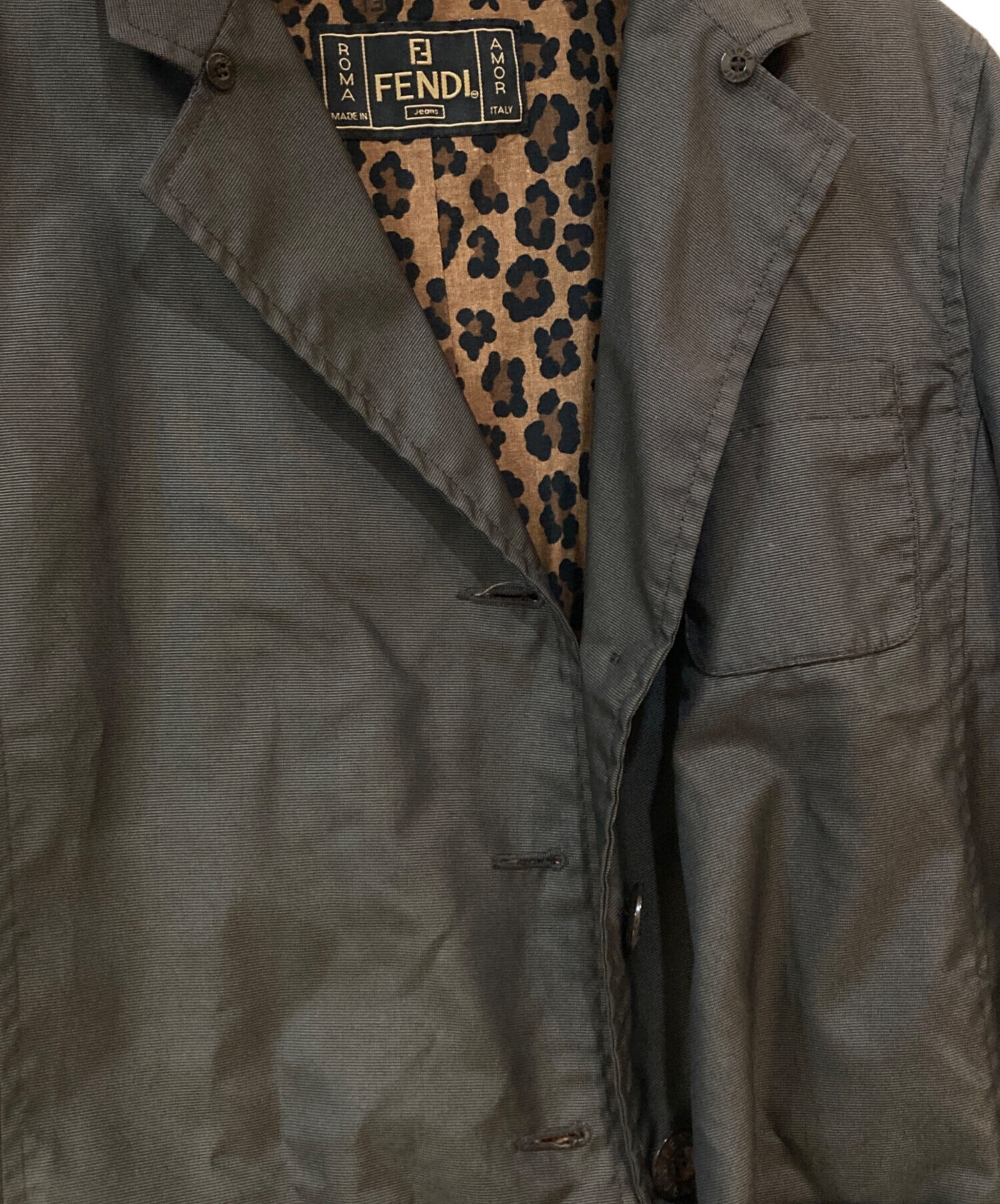 中古・古着通販】FENDI (フェンディ) 裏レオパードナイロントレンチ