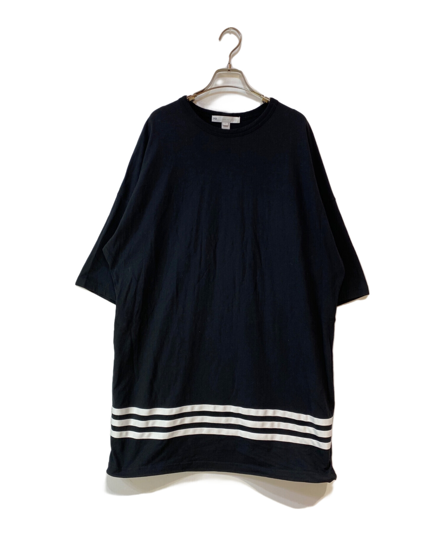 Y-3 ワイスリー Tシャツ・カットソー S 紺 【古着】【中古】【送料無料】 中古・古着通販】Y-3 (ワイスリー) OVERSIZED SS TEE - STRIPES