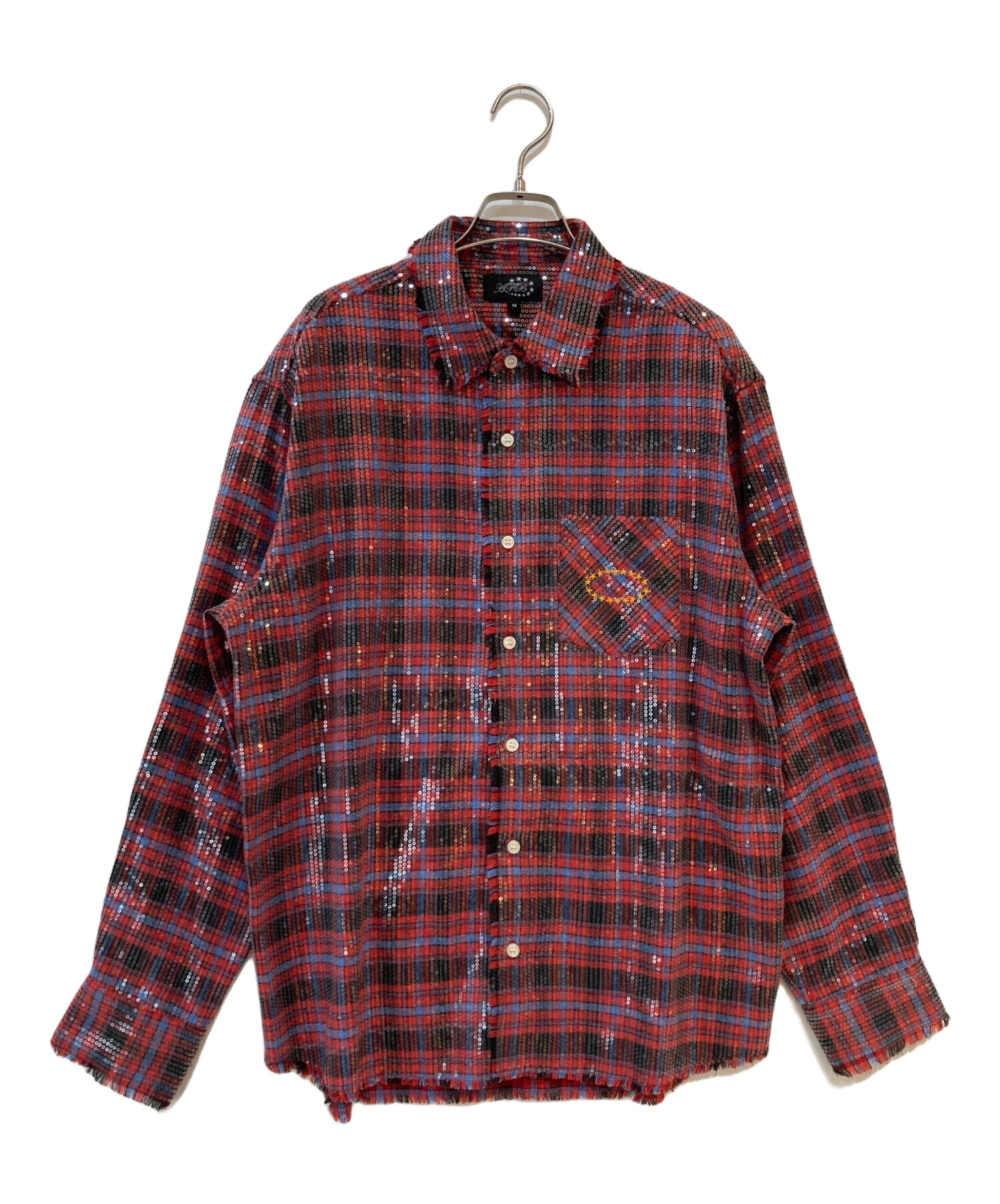 【最終値下げ！】AFB スパンコールシャツ 中古・古着通販】AFB (エーエフビー) SPANGLE SHIRTS レッド サイズ:M