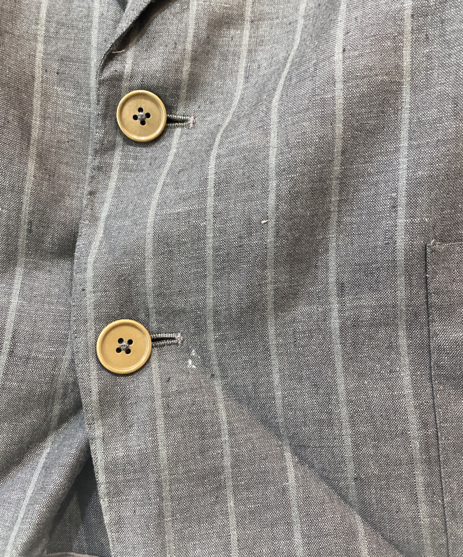 エルメネジルドゼニア生地　テーラードジャケット　グレー　ストライプ　A5　M相当 中古・古着通販】ERMENEGILDO ZEGNA (エルメネジルド・ゼニア) リネン