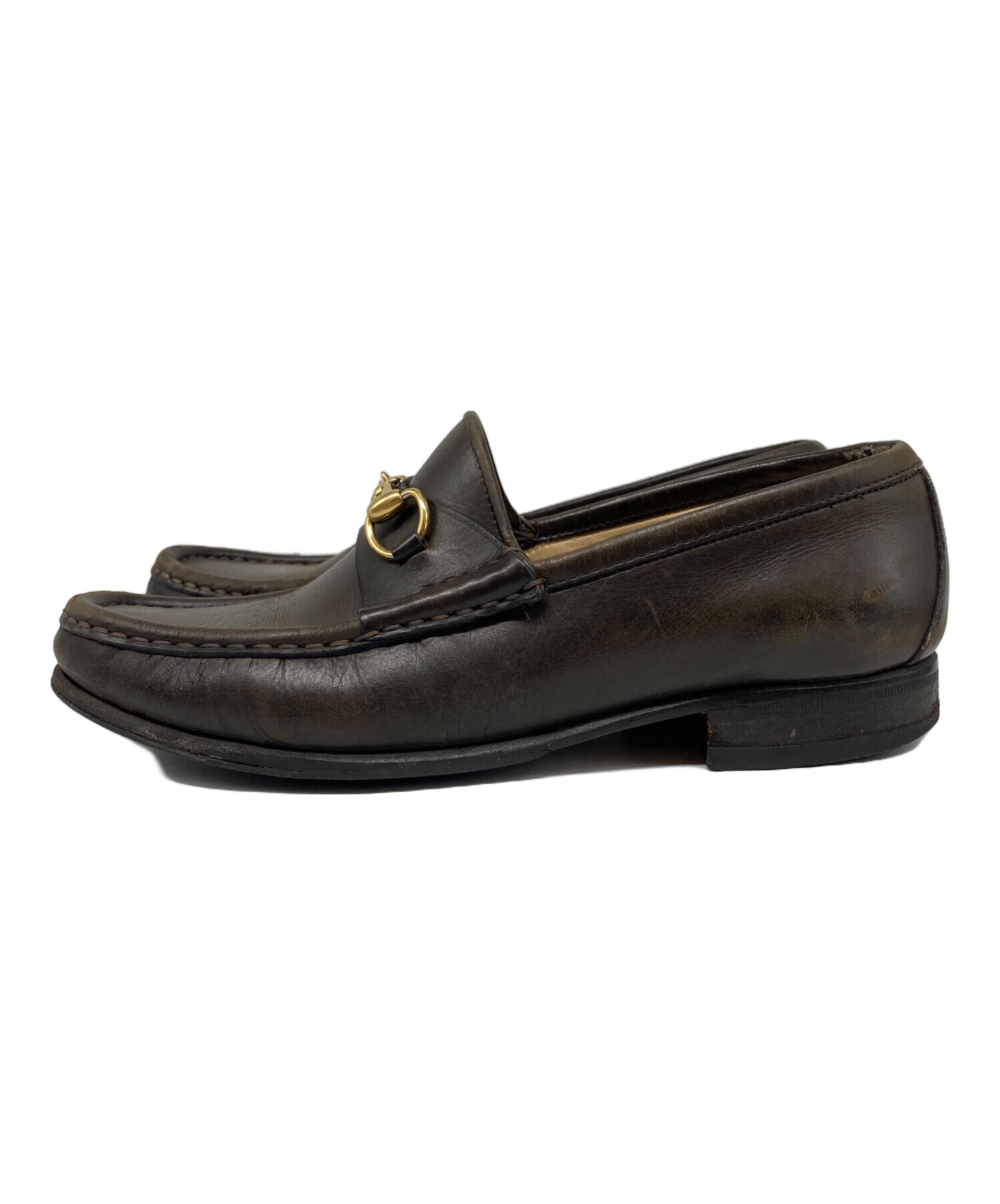 中古・古着通販】GUCCI (グッチ) ビットローファー ブラウン サイズ 