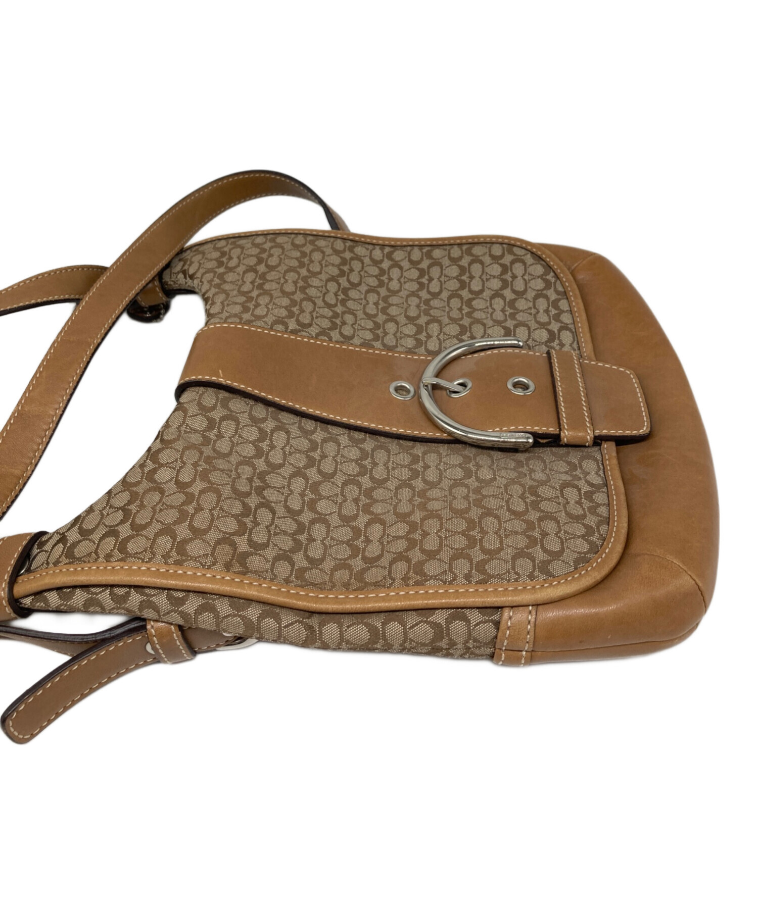 本物 コーチ COACH シグネーチャー ショルダーバッグ ポシェット レザー ベージュ F52881 Signature バッグ 中古 中古・古着通販】COACH (コーチ) COACH シグネチャー ショルダーバッグ