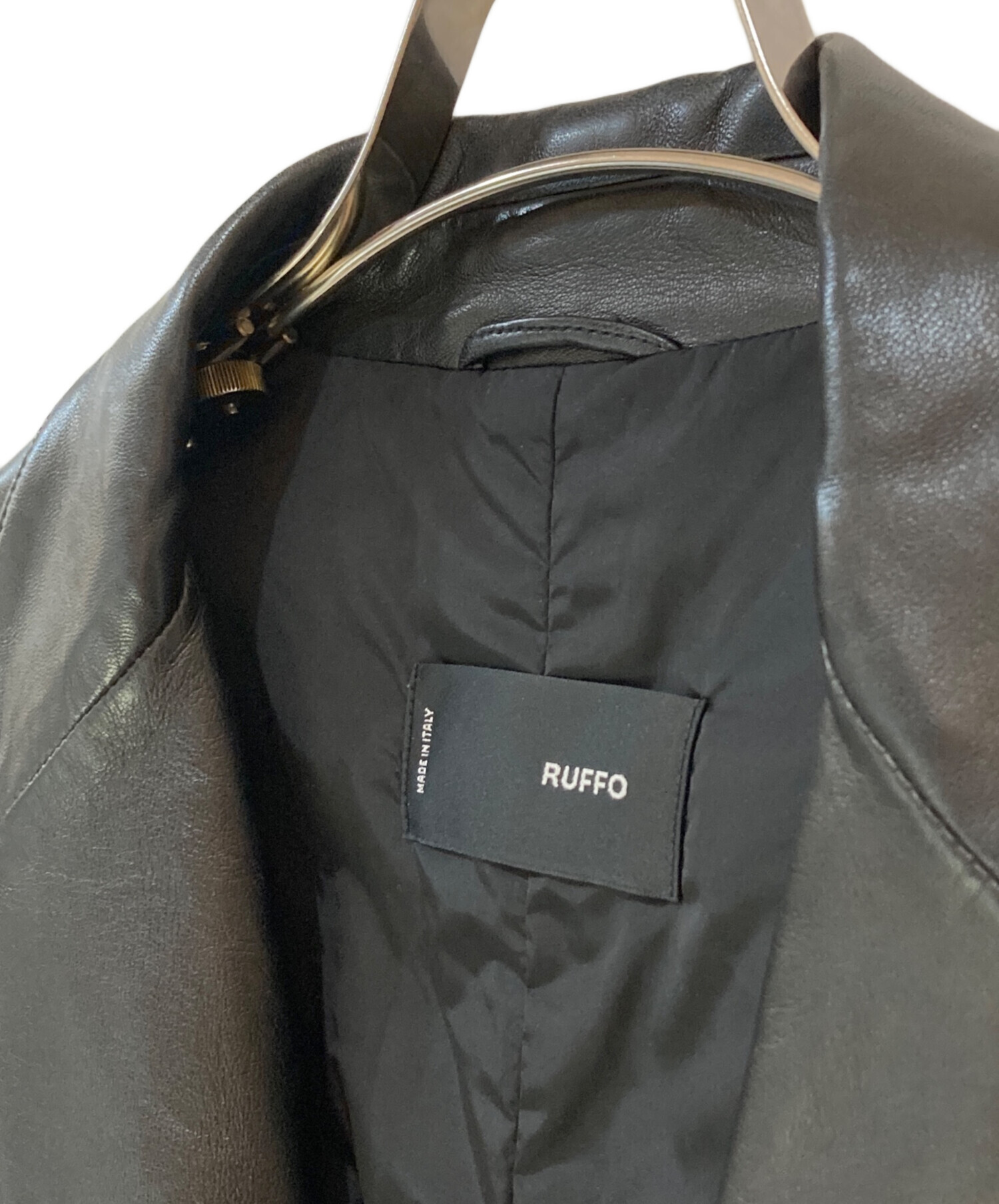 RUFFO テーラード　52　ブラック　レザー 中古・古着通販】RUFFO (ルッフォ) レザージャケット ブラック サイズ