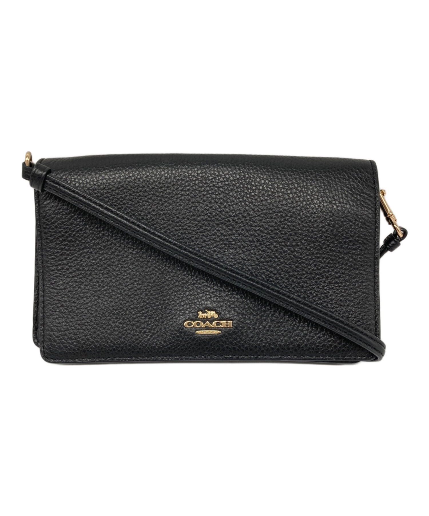 COACH フォルドオーバークロスボディ　クラッチ　ローズ COACH】コーチ ポリッシュドペブルレザー フォルドオーバー シークイン