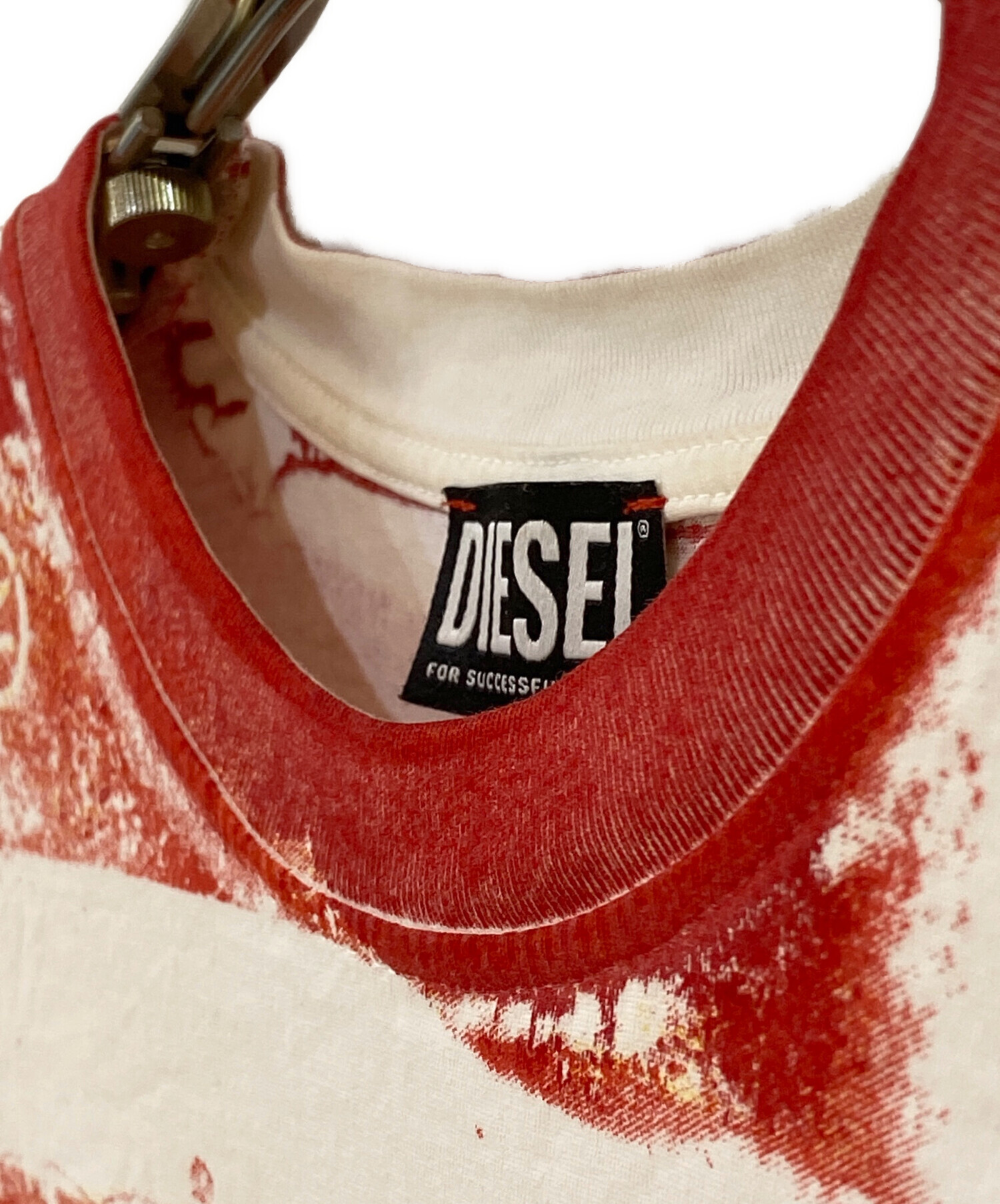 中古・古着通販】DIESEL (ディーゼル) ロゴクルーネックTシャツ レッド