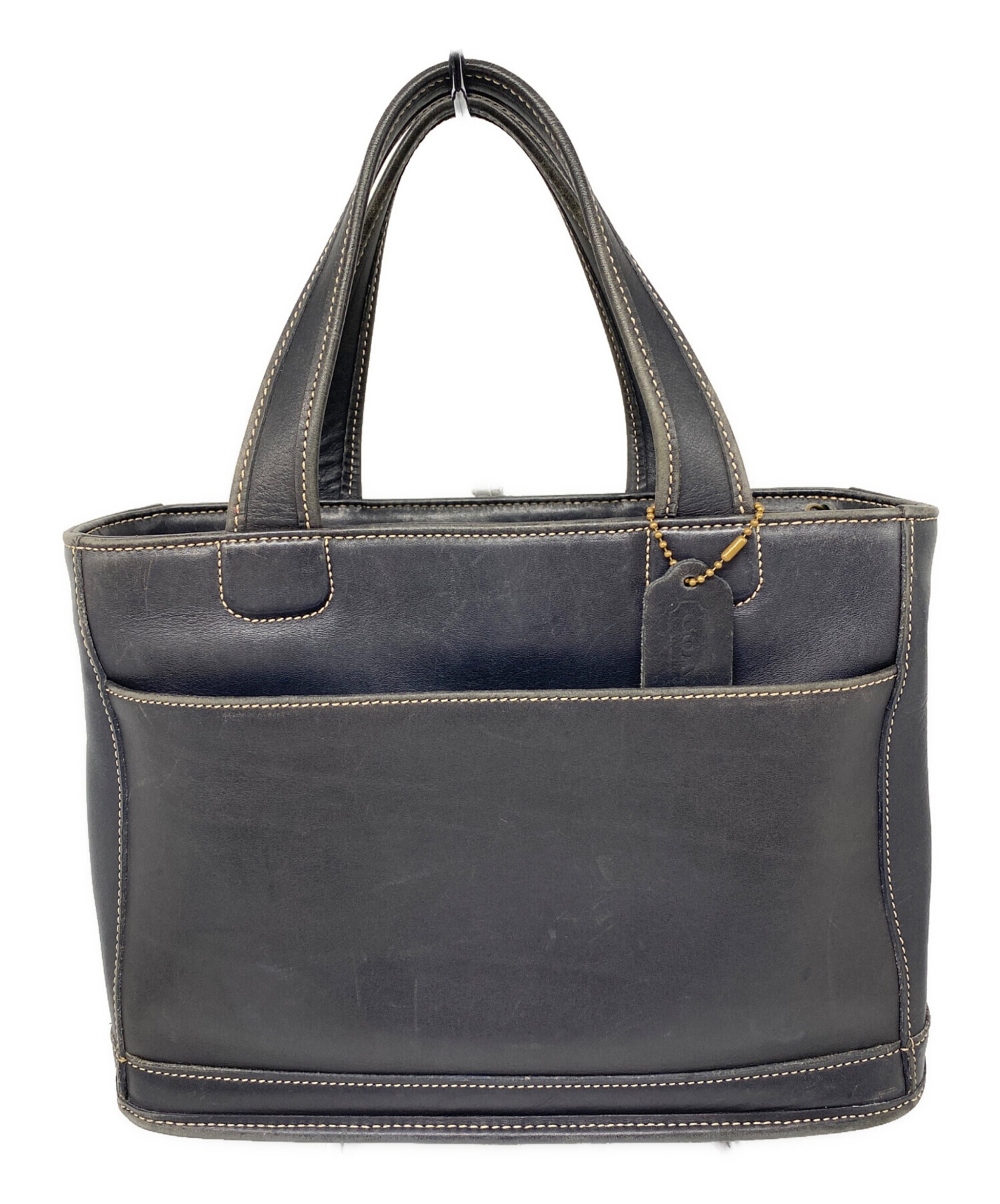 バッグ　ブルー　ハンドバッグ　レザー　ロゴ　ファッション　チェーン 中古品 中古・古着通販】COACH (コーチ) レザーハンドバッグ ブラック