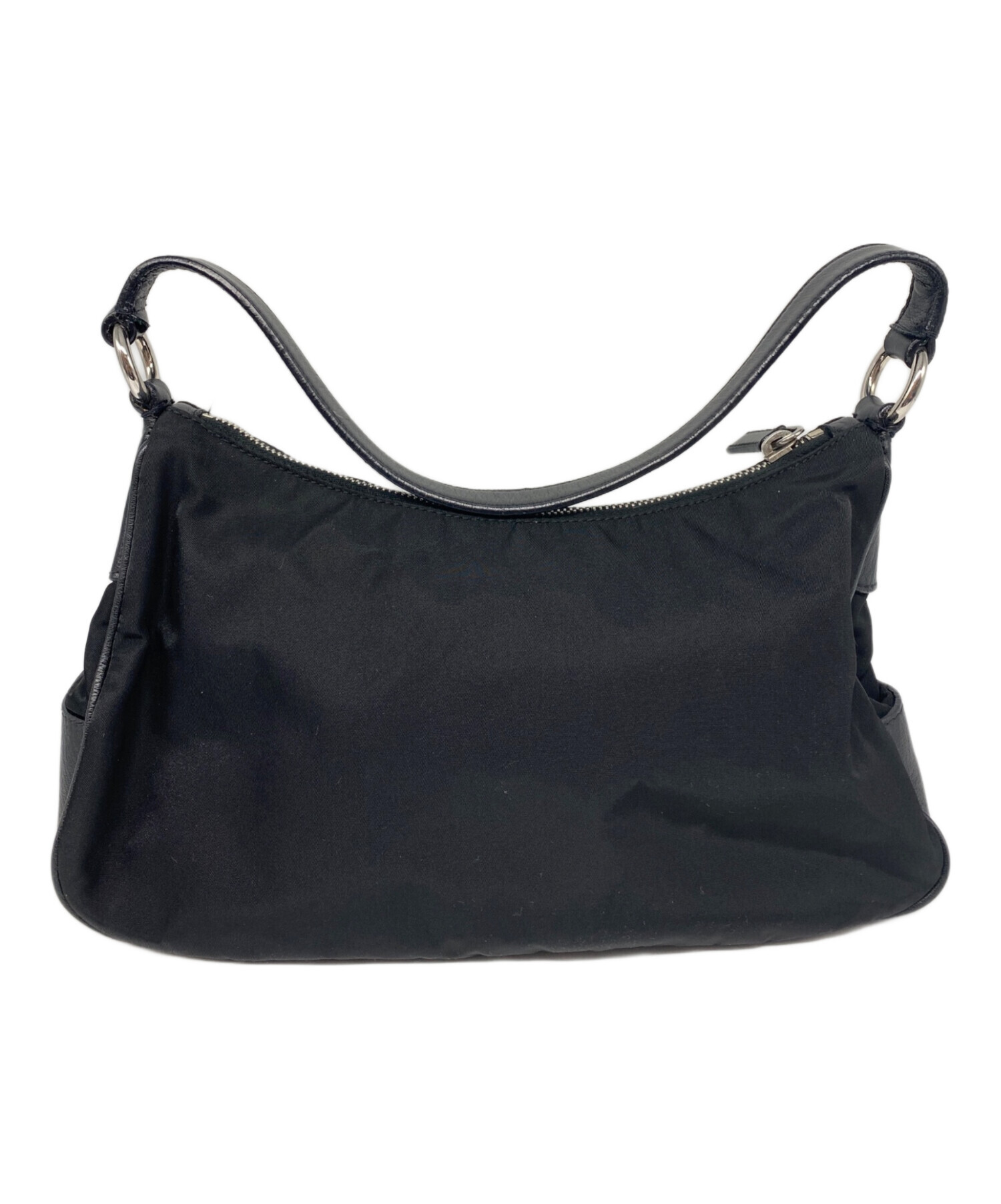 PRADA プラダ ショルダーバッグ  黒 【古着】【中古】【送料無料】 中古・古着通販】PRADA (プラダ) レザーナイロンワンショルダーバッグ