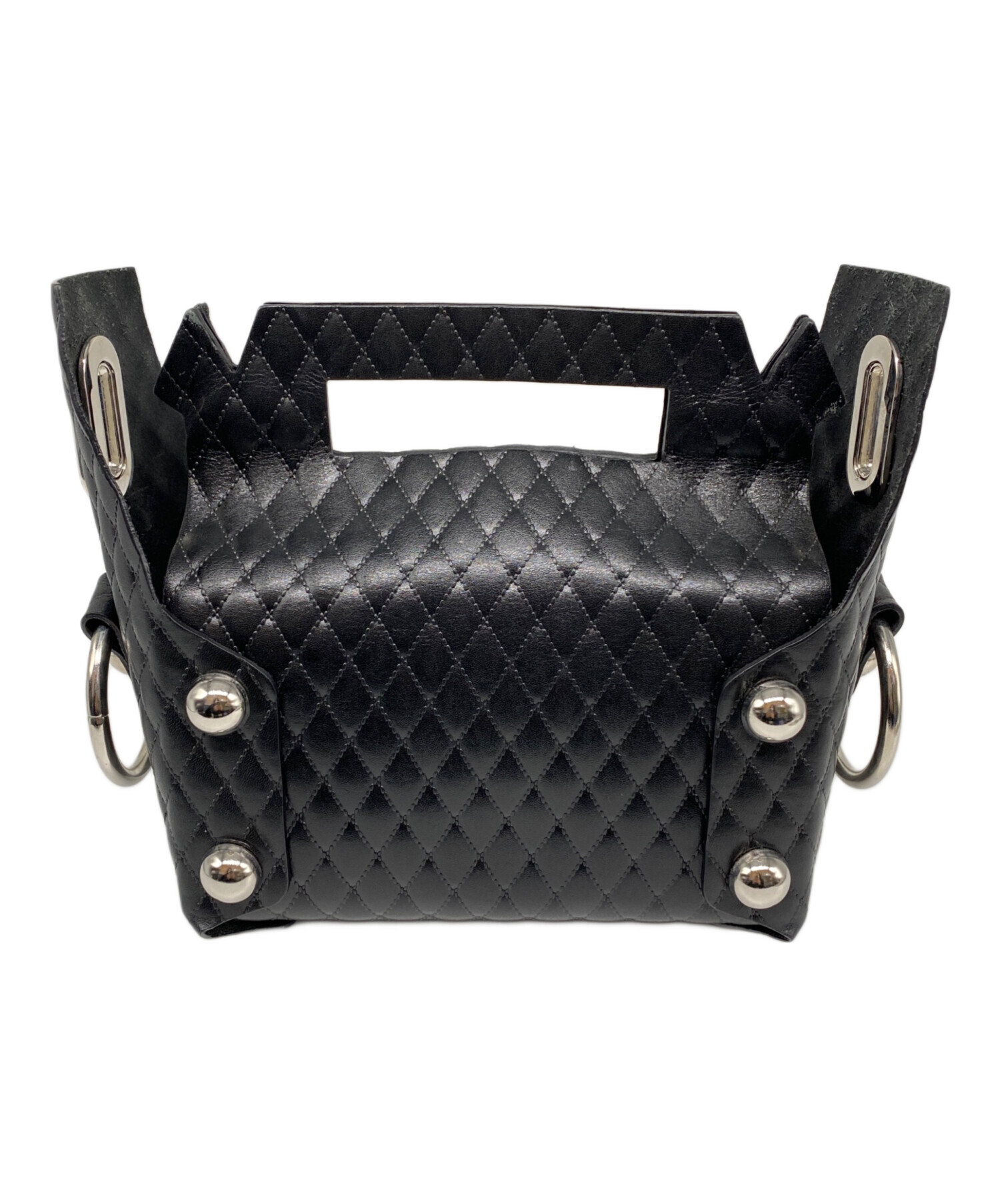 中古・古着通販】masu (エムエーエスユー) LEATHER CAKE BAG ブラック 
