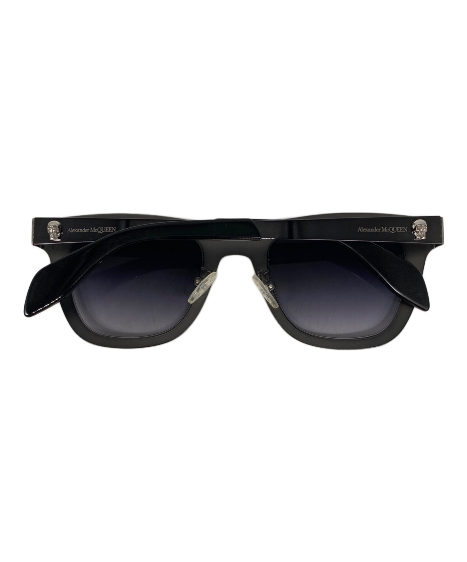 良品 Alexander McQueen アレキサンダーマックイーン ラウンドフレーム サングラス ロゴテンプル AM0445S アイウェア 黒 シルバー メンズ レディース 古着 中古 USED Alexander McQueen（アレキサンダーマックイーン） サングラス AM0330S